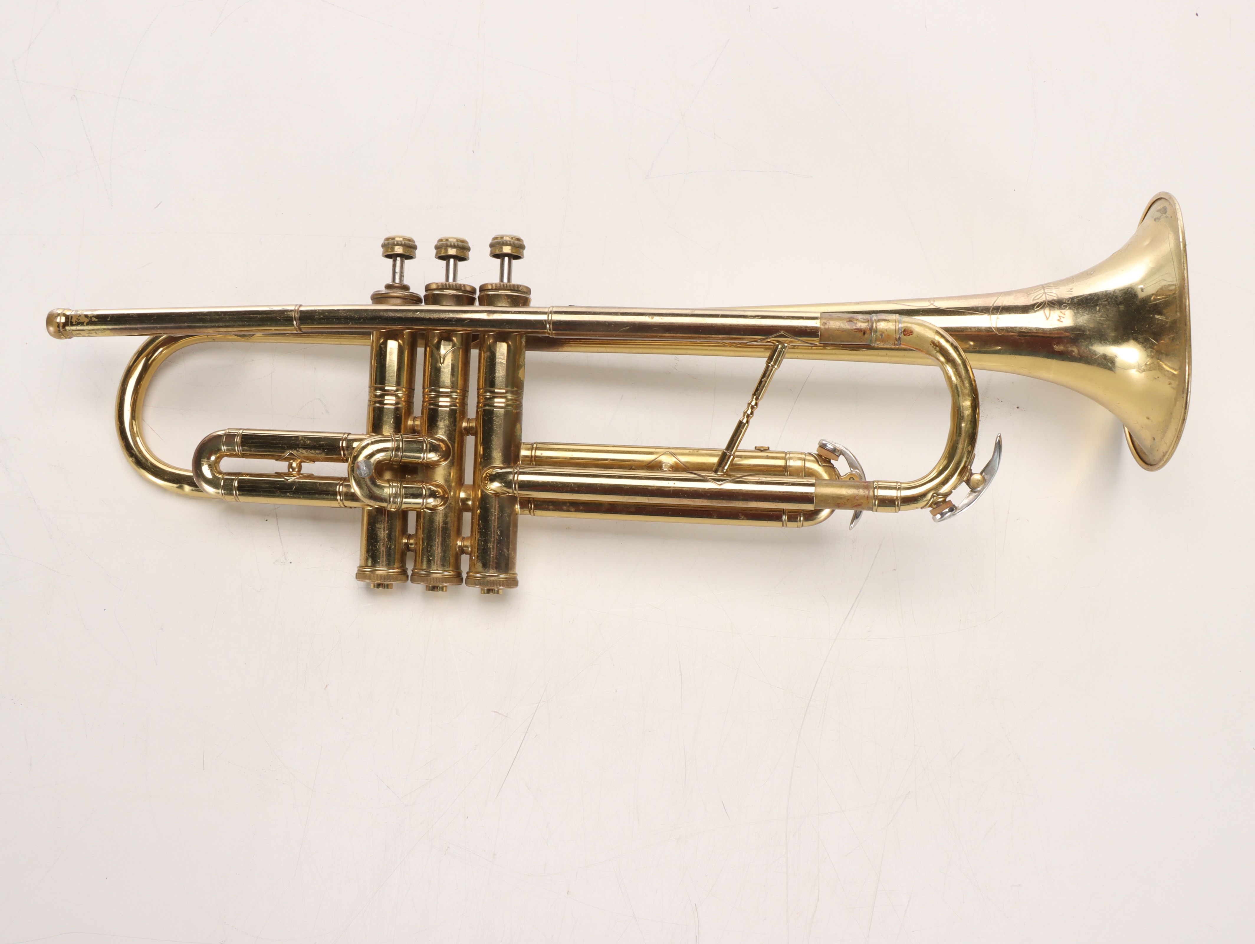 Pan American Gold Finish Trumpet and Baritone Horn with MOP Keys
