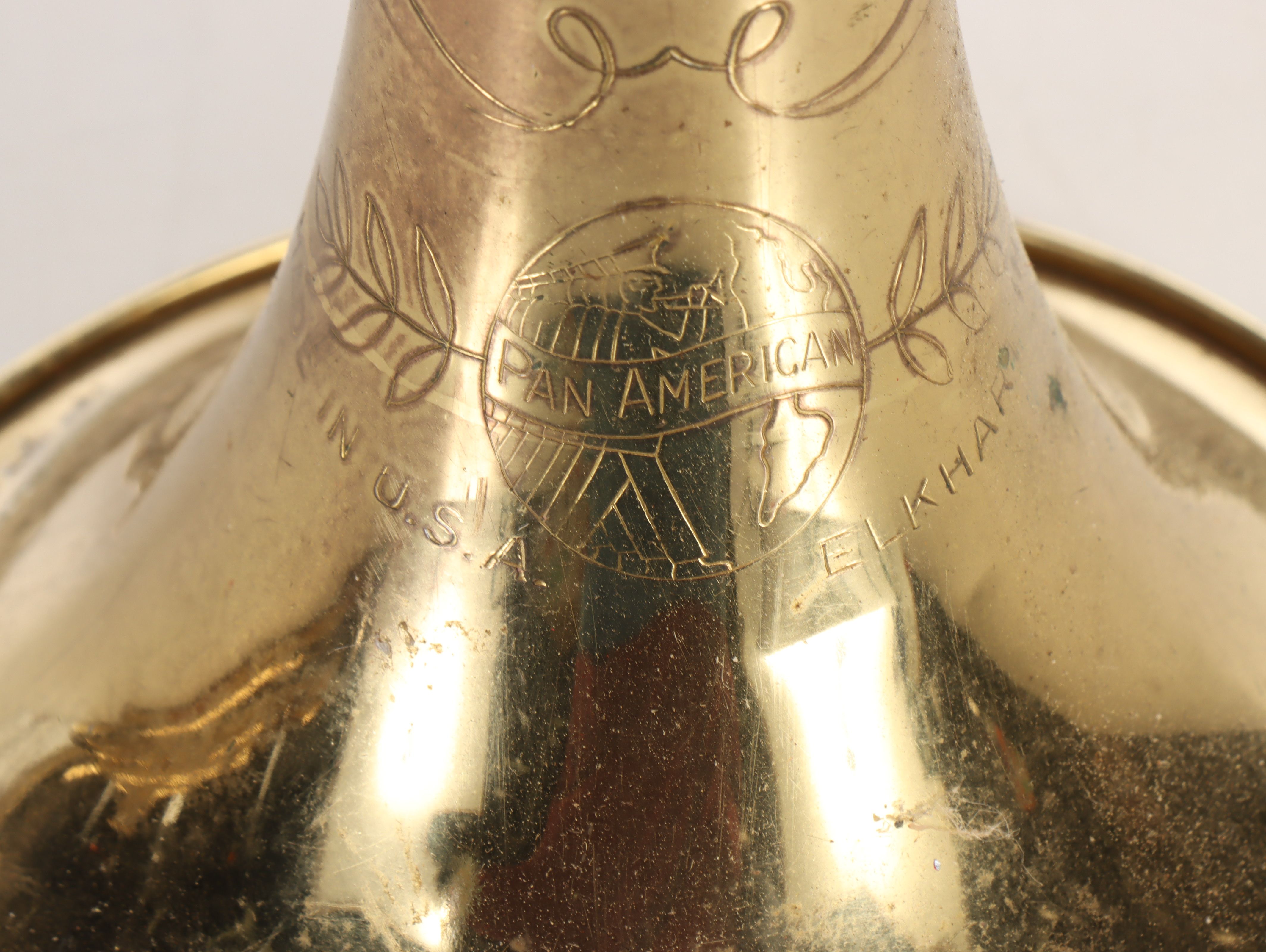 Pan American Gold Finish Trumpet and Baritone Horn with MOP Keys