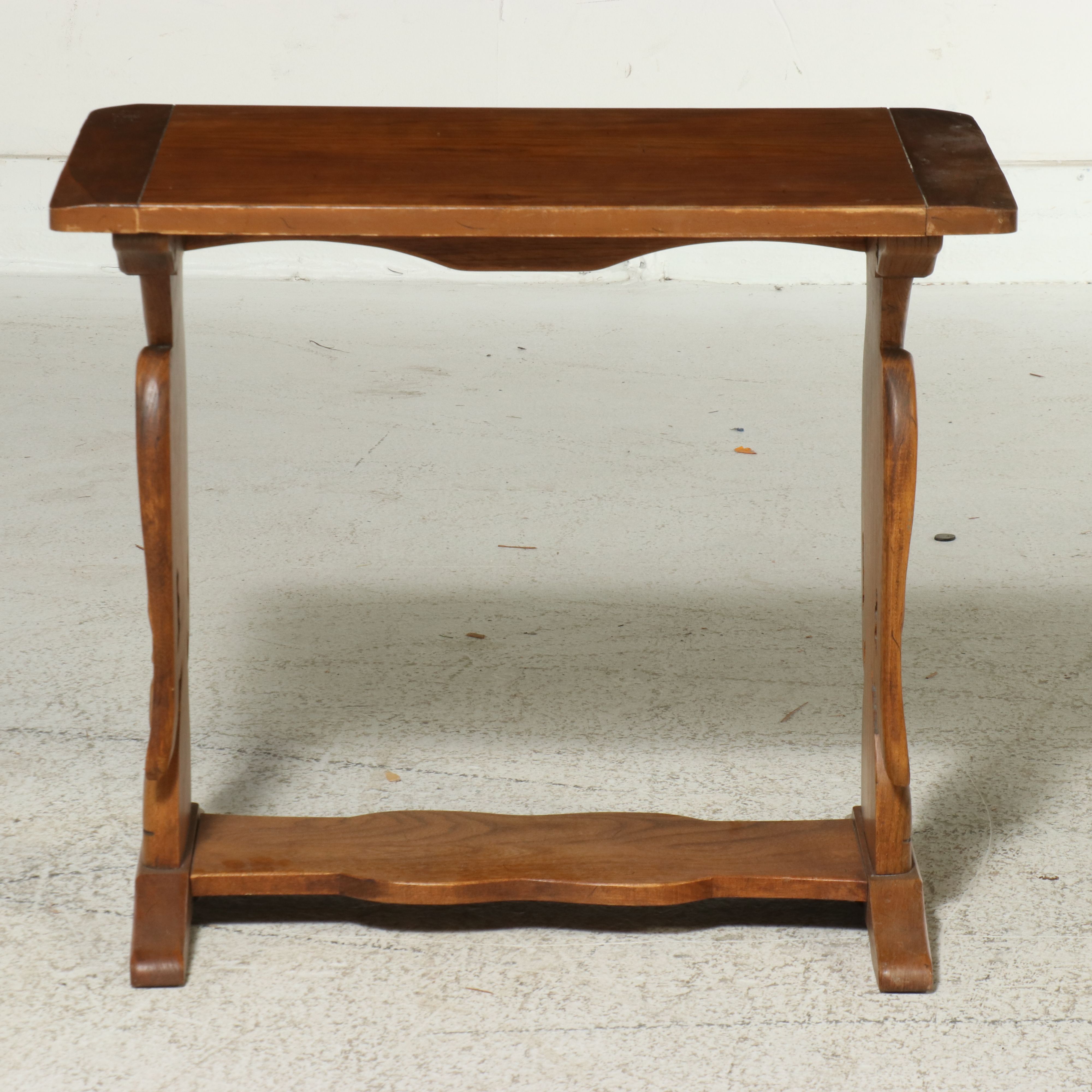 Bicentennial Commemorative Oak Trestle Side Table, 1976