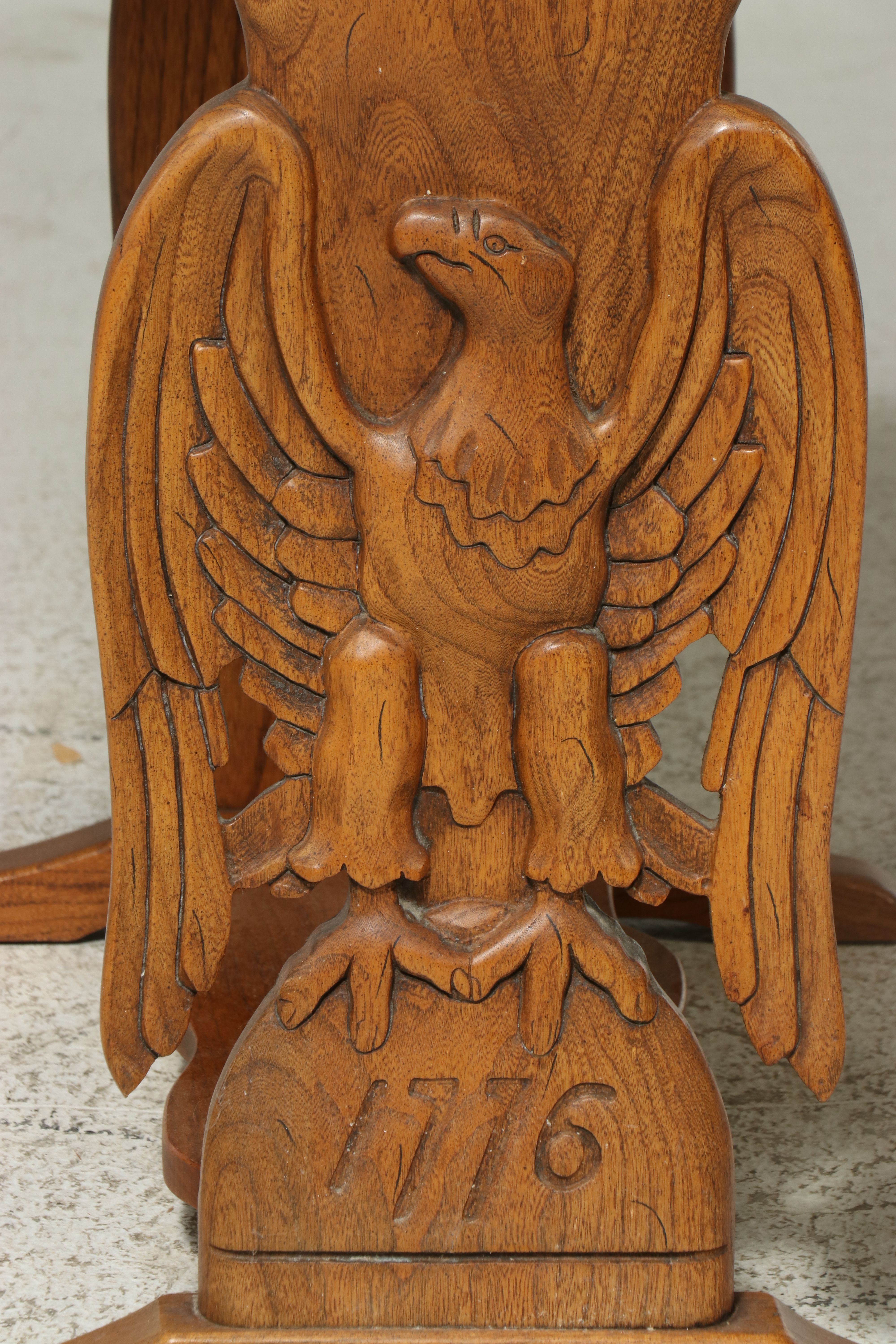 Bicentennial Commemorative Oak Trestle Side Table, 1976