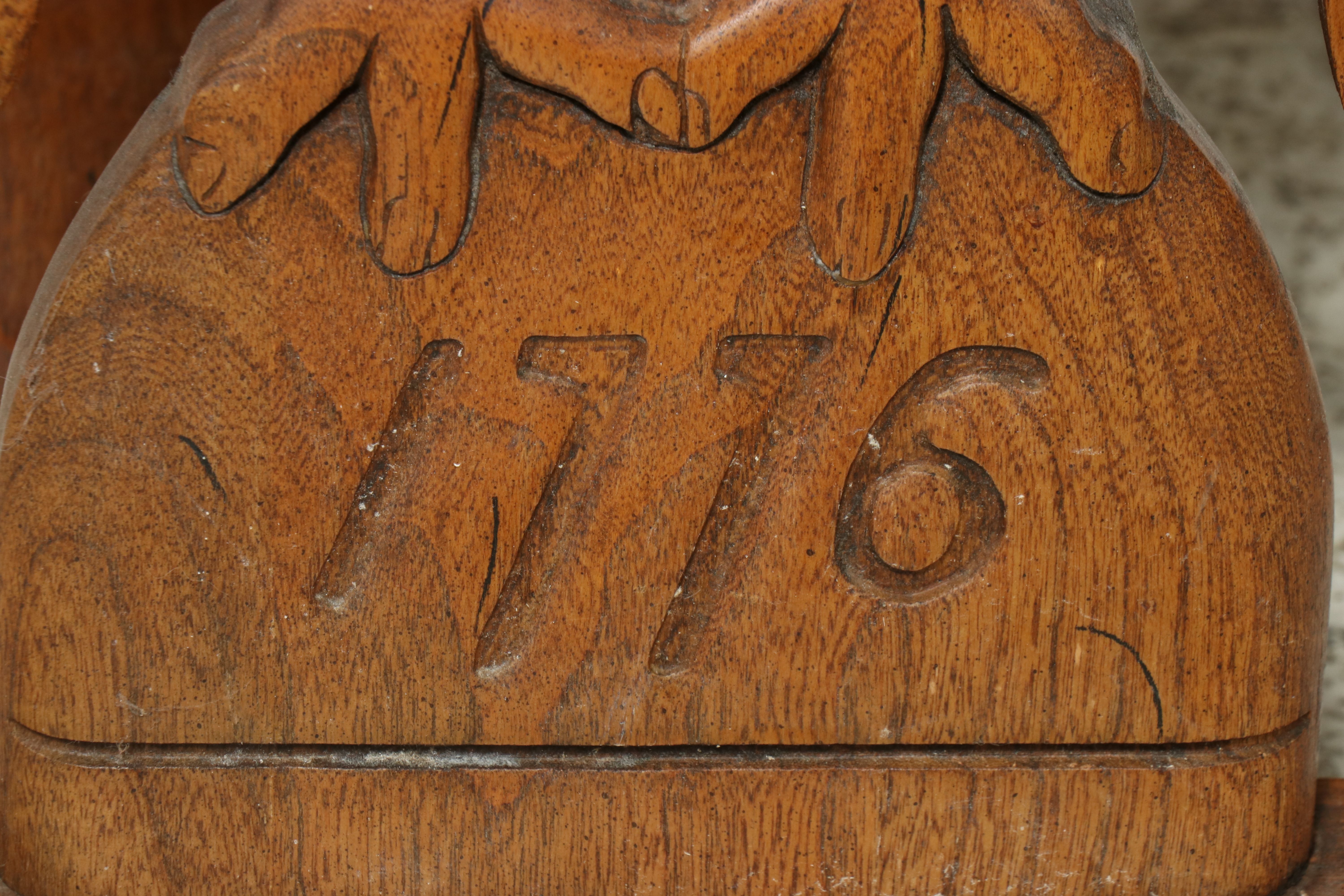 Bicentennial Commemorative Oak Trestle Side Table, 1976