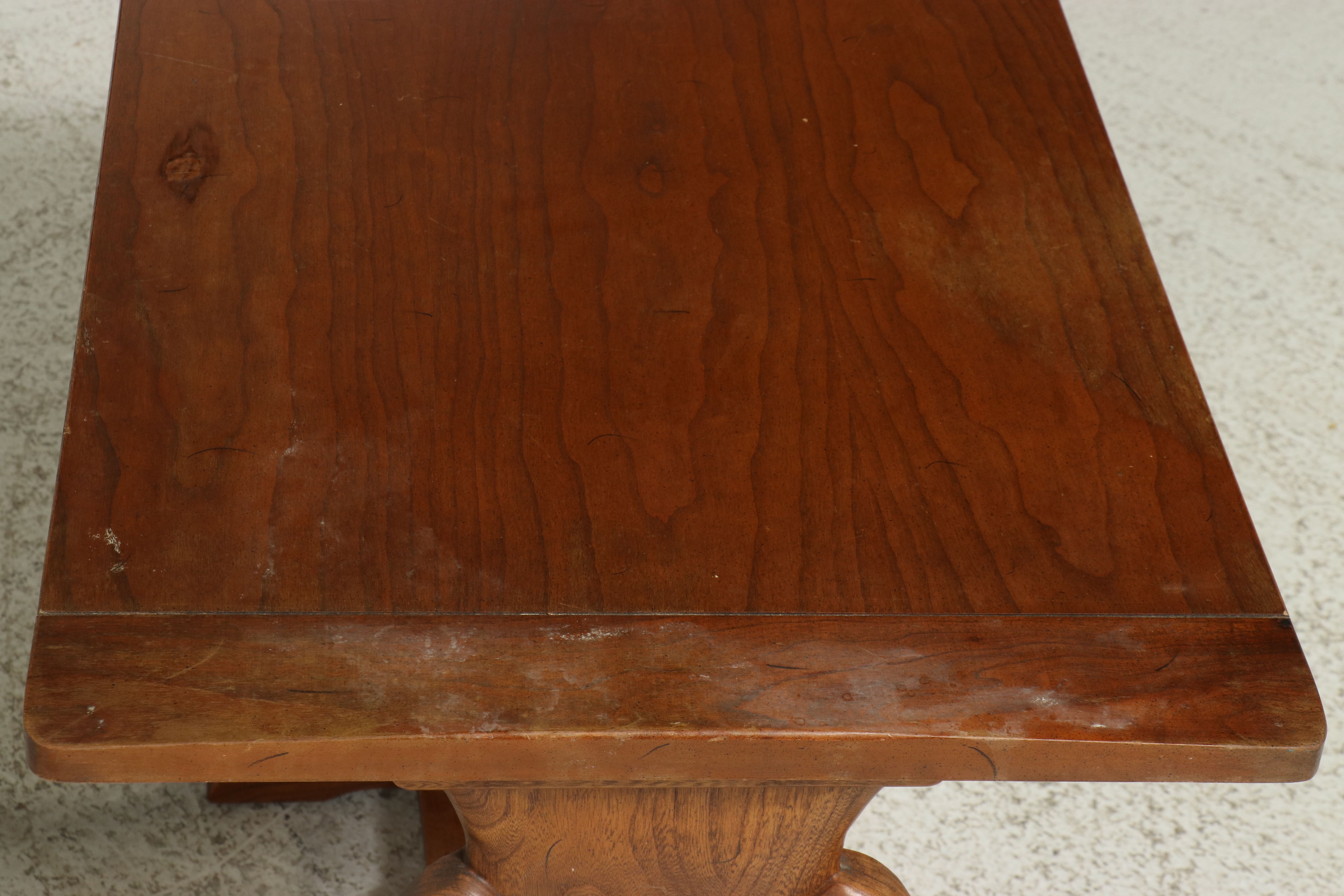 Bicentennial Commemorative Oak Trestle Side Table, 1976