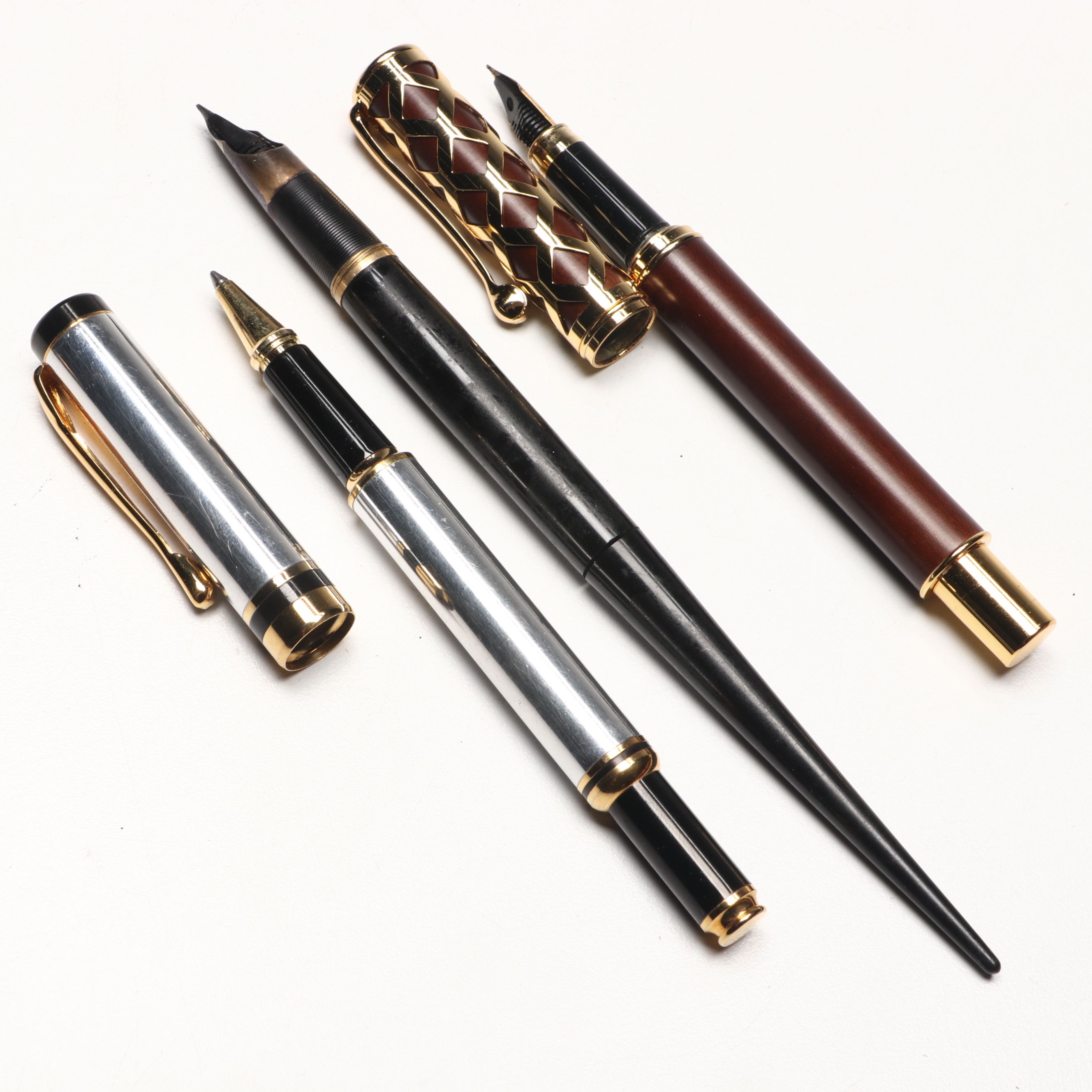 Waterford "Kilbarry" Fountain Pen with More Pens, Cigar Box and Lion Doorstop