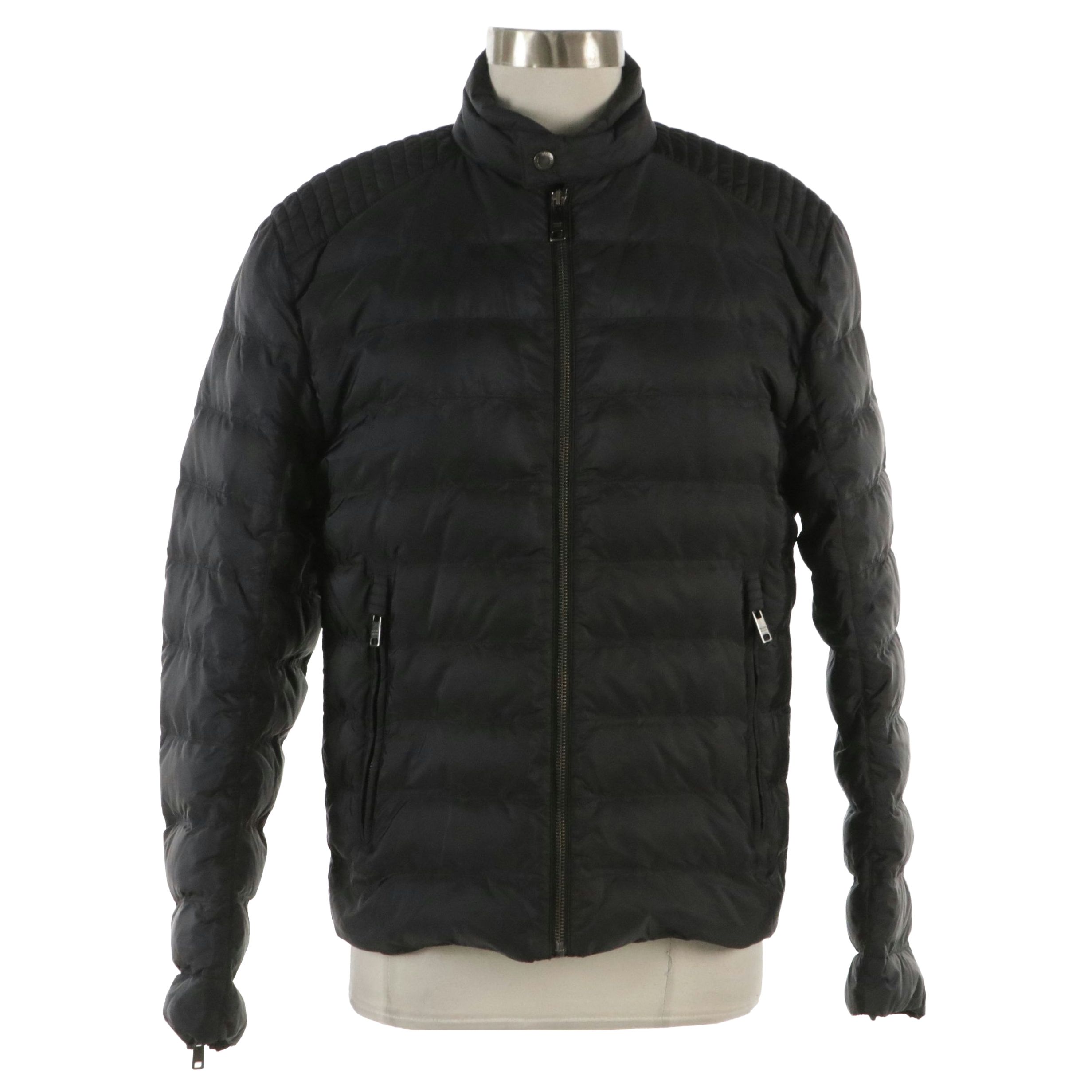 Prada Black Quilted Nylon Zip-Up Puffer Jacket
