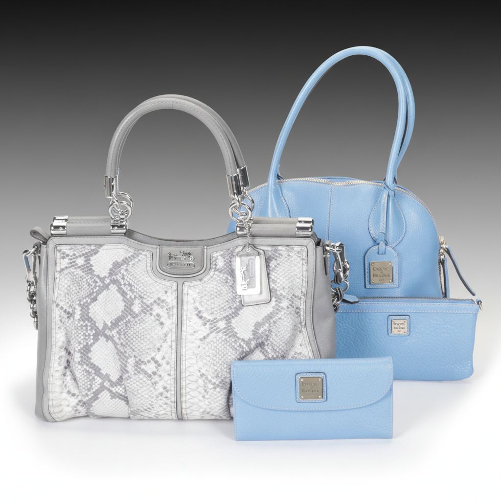 Coach Madison Embossed Python Satchel with Dooney & Bourke Blue Purse & Wallets