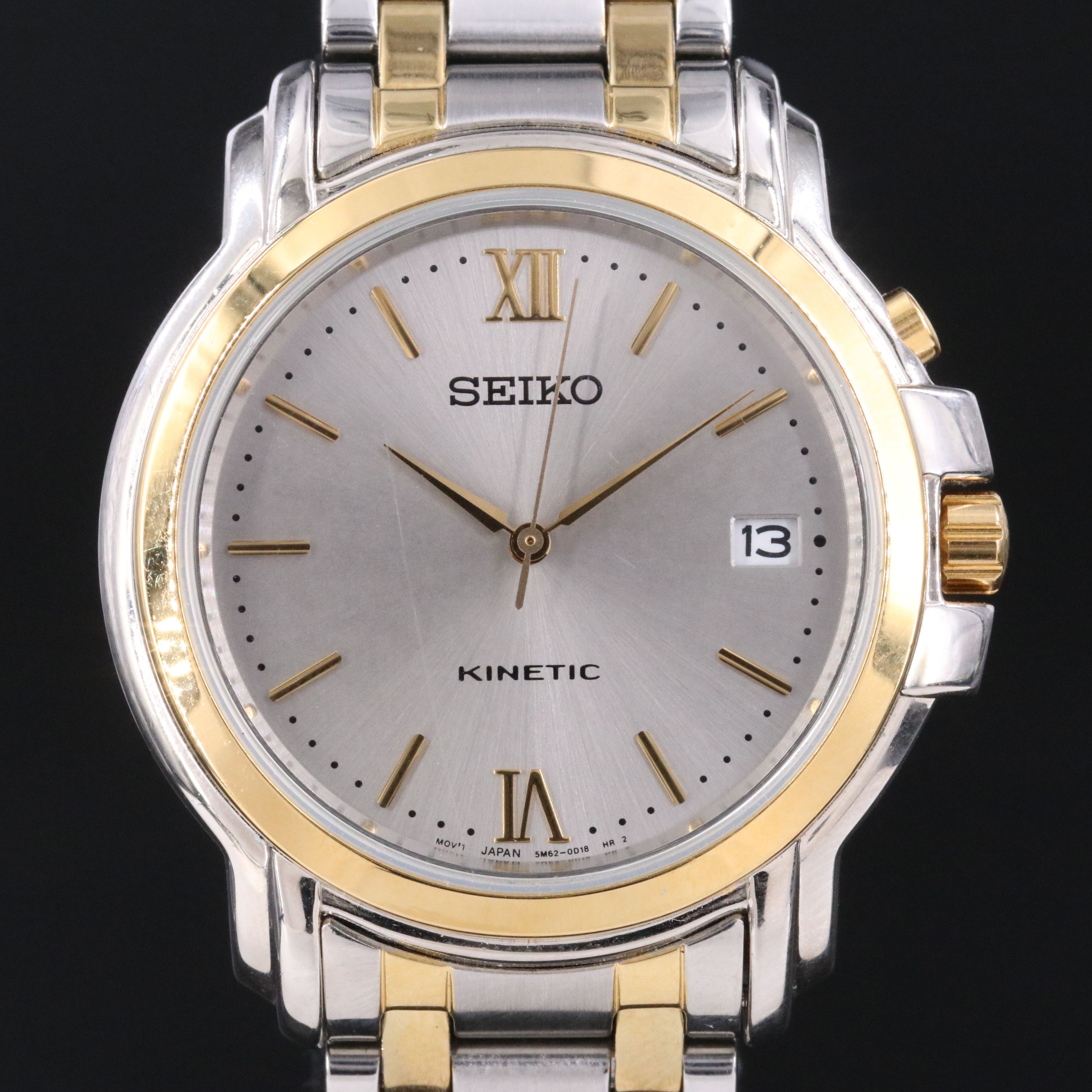 Seiko Two-Tone Stainless Steel Kinetic Dress Watch # 5M620B20 | EBTH