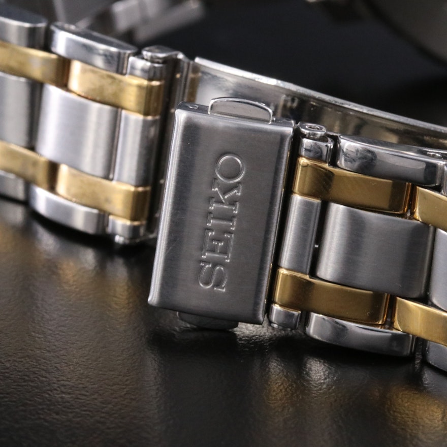 Seiko Two-Tone Stainless Steel Kinetic Dress Watch # 5M620B20 | EBTH
