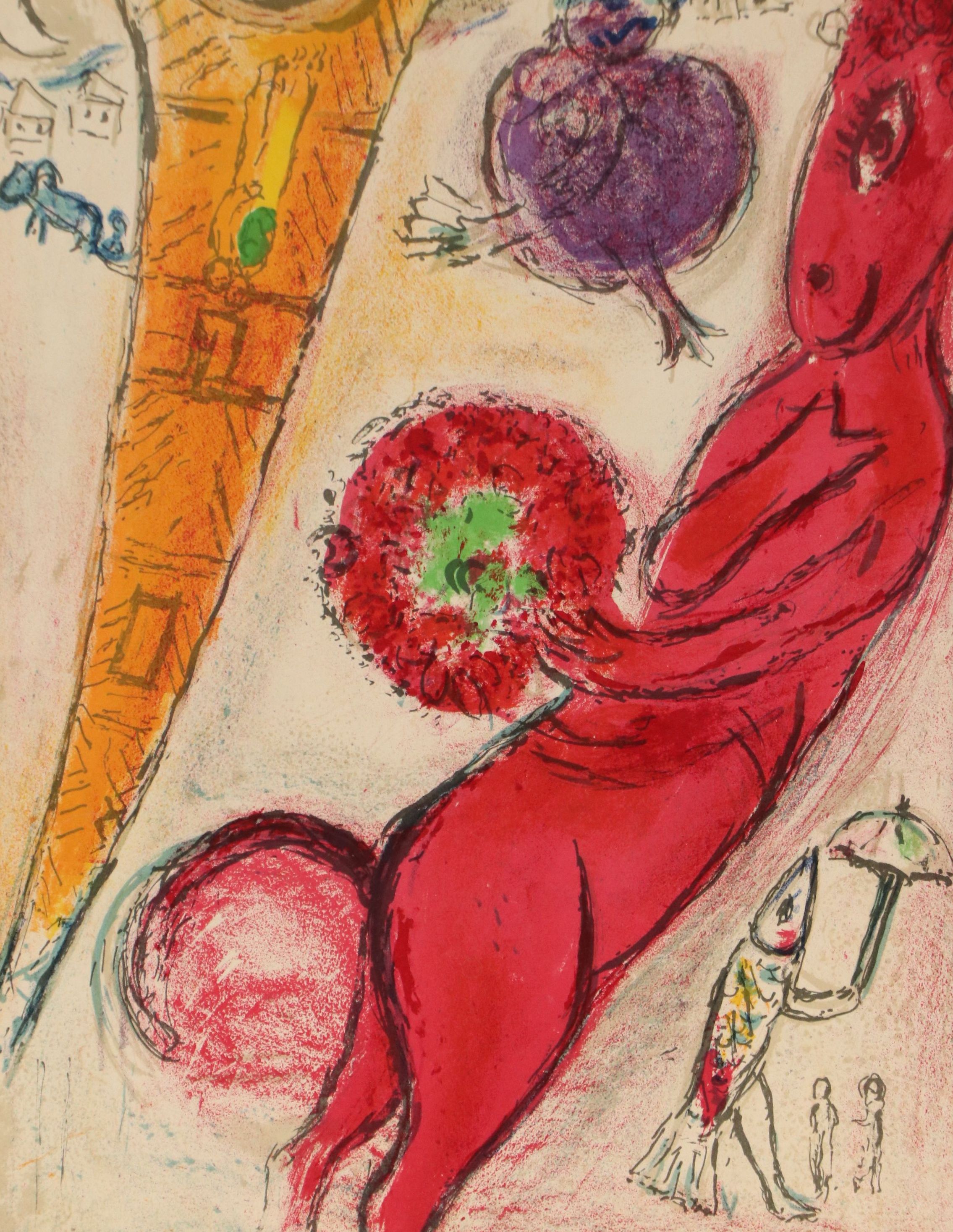 After Marc Chagall Lithograph "La Tour Eiffel à l'Âne," 1954