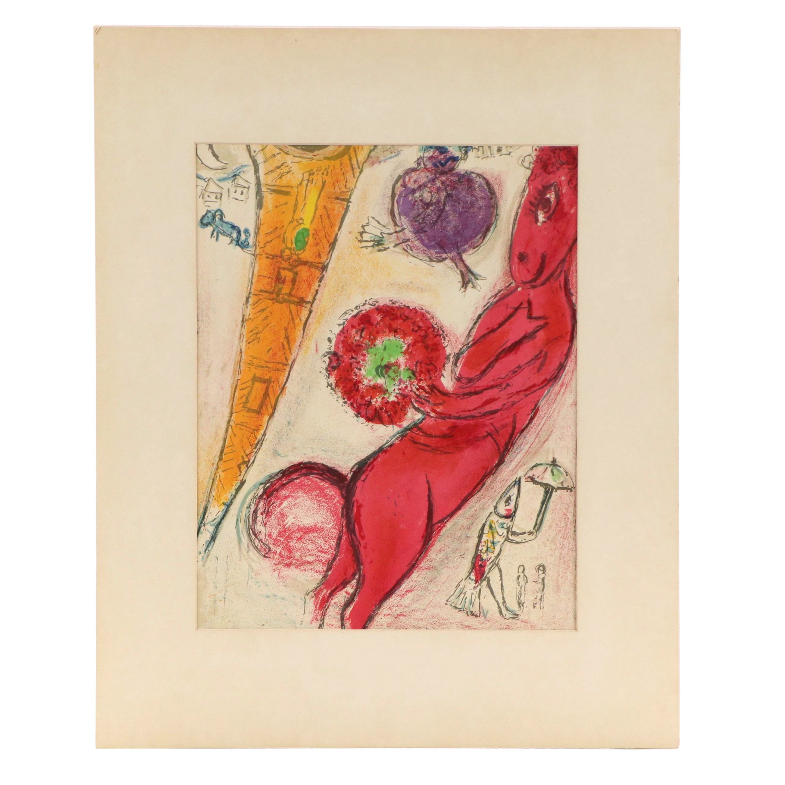 After Marc Chagall Lithograph "La Tour Eiffel à l'Âne," 1954