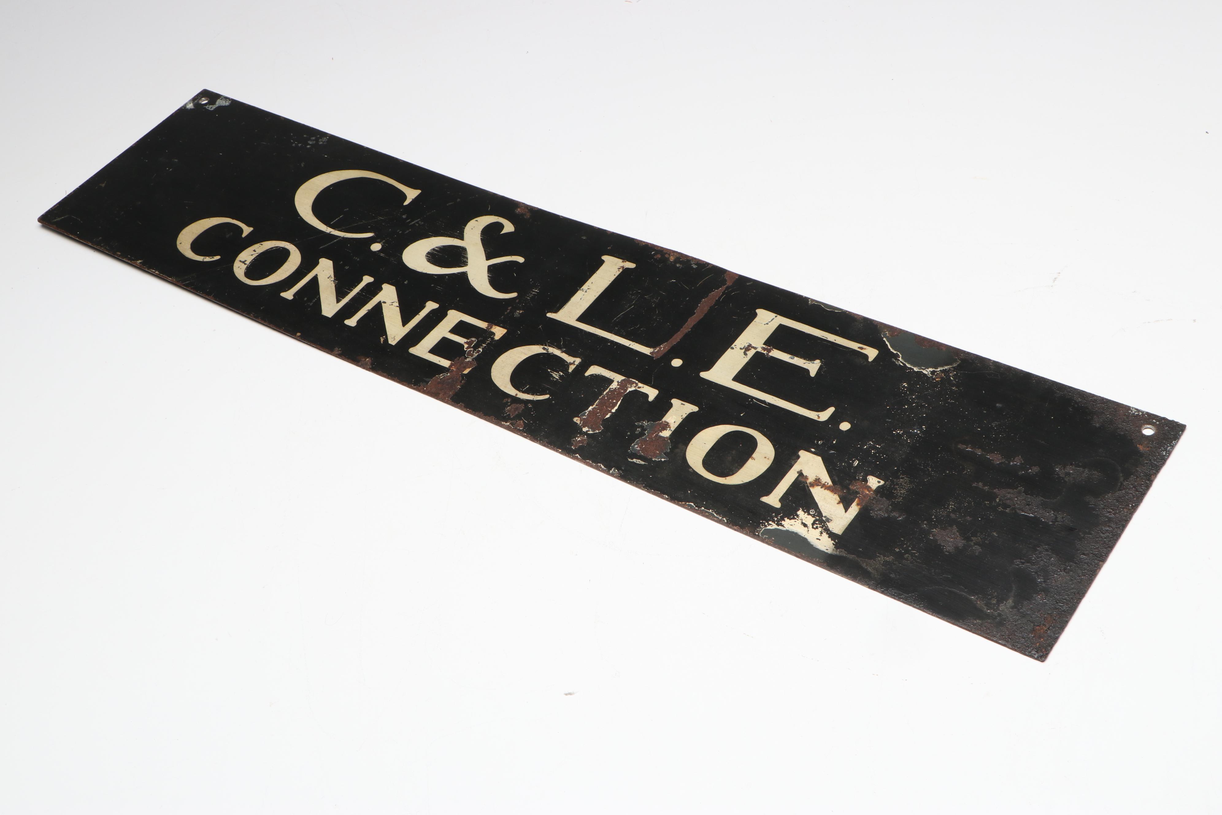 Cincinnati C. & L. E. Connection Metal Sign, Early to Mid-20th Century
