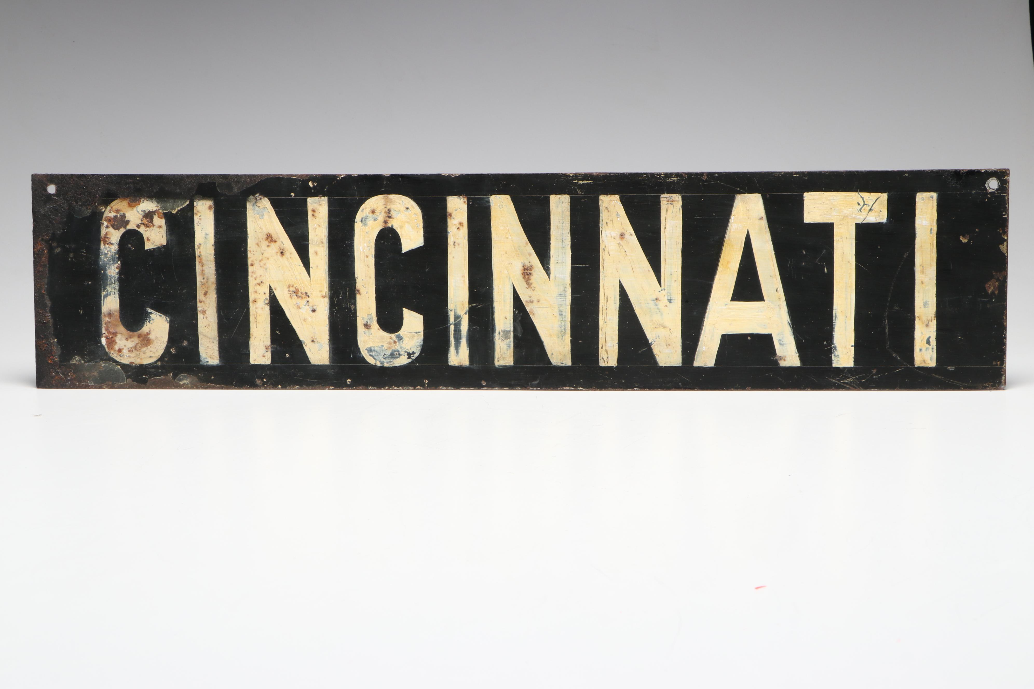Cincinnati C. & L. E. Connection Metal Sign, Early to Mid-20th Century