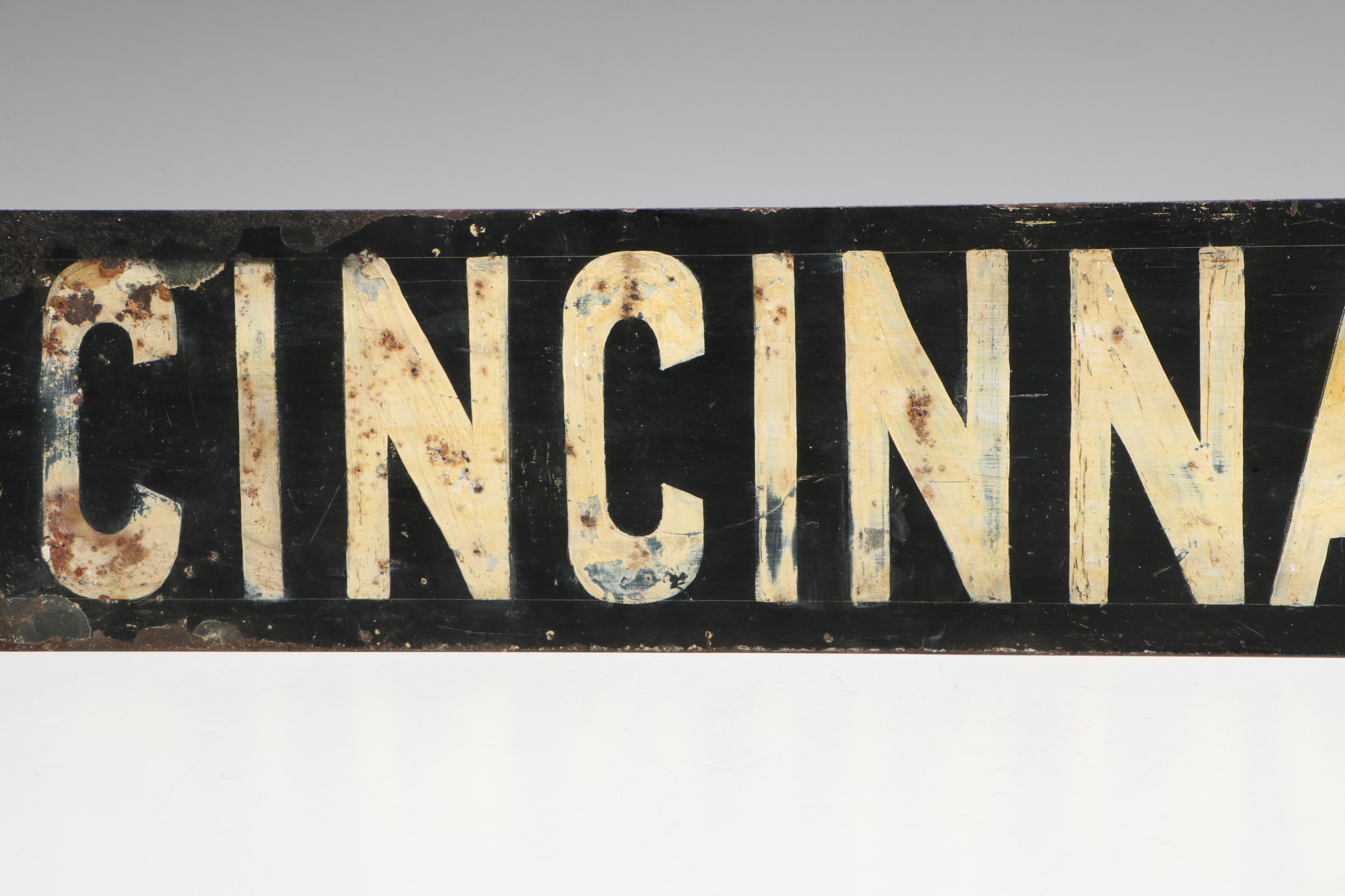 Cincinnati C. & L. E. Connection Metal Sign, Early to Mid-20th Century