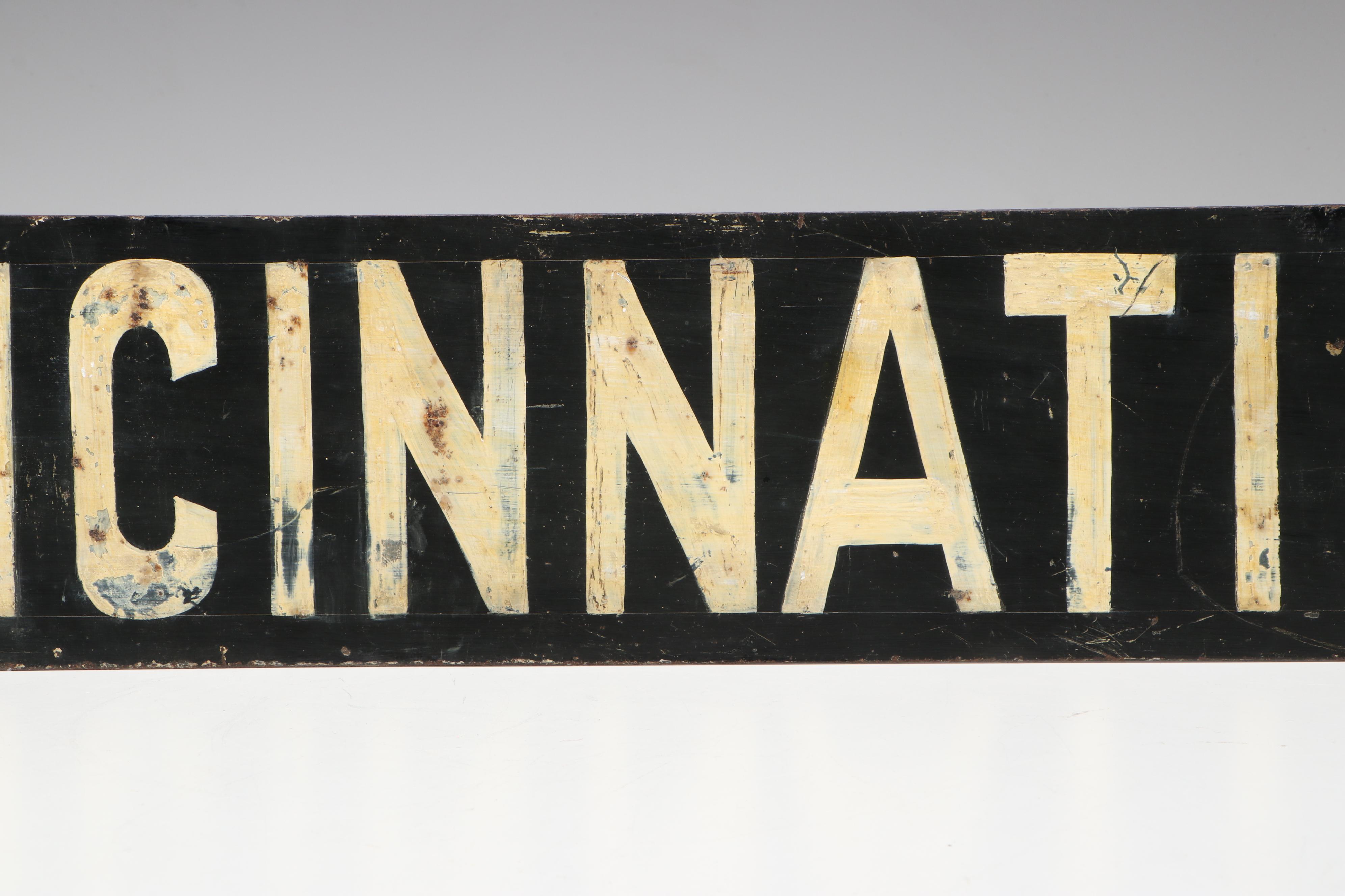 Cincinnati C. & L. E. Connection Metal Sign, Early to Mid-20th Century