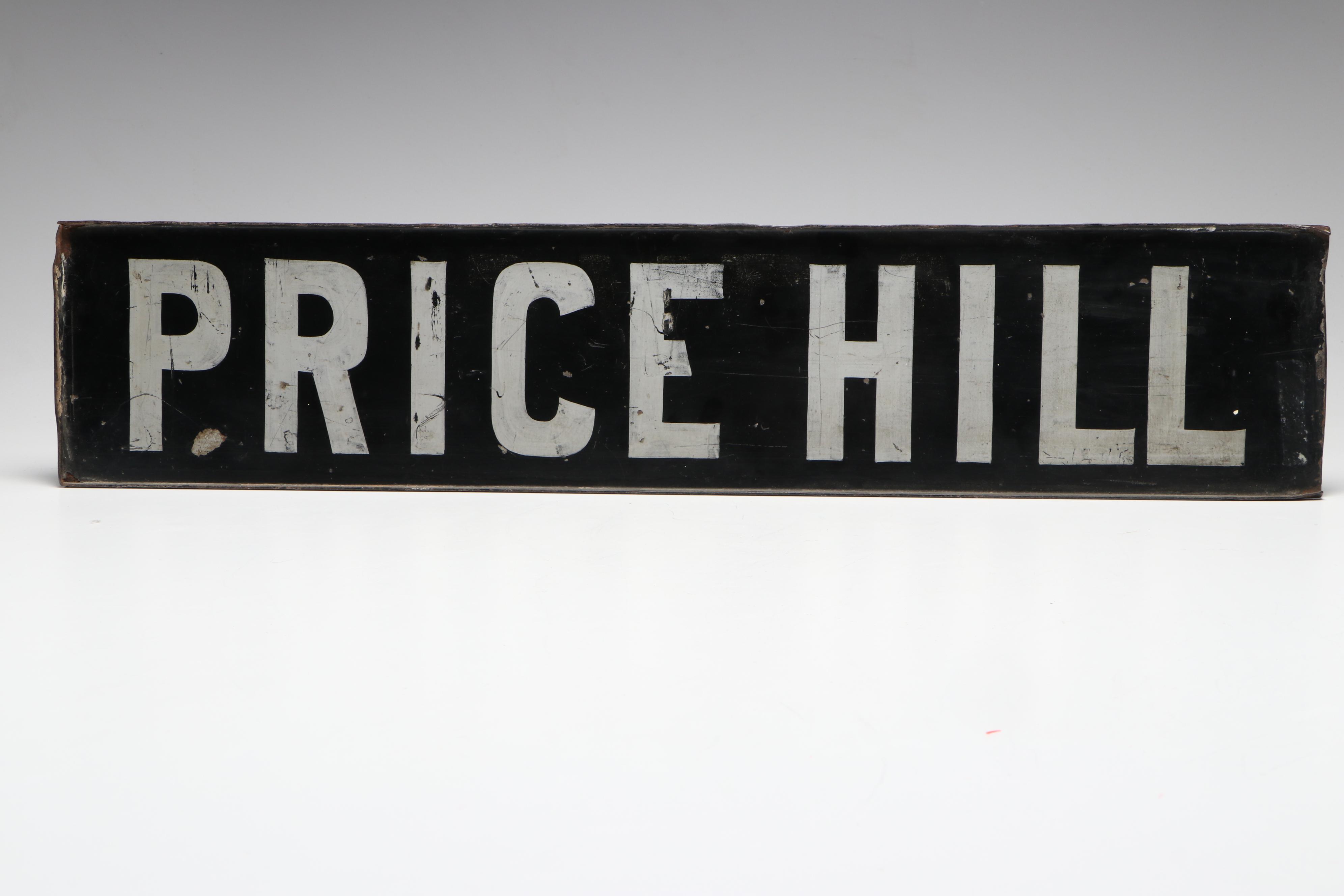 Cincinnati Carson Loop and Price Hill Metal Sign, Mid-20th Century