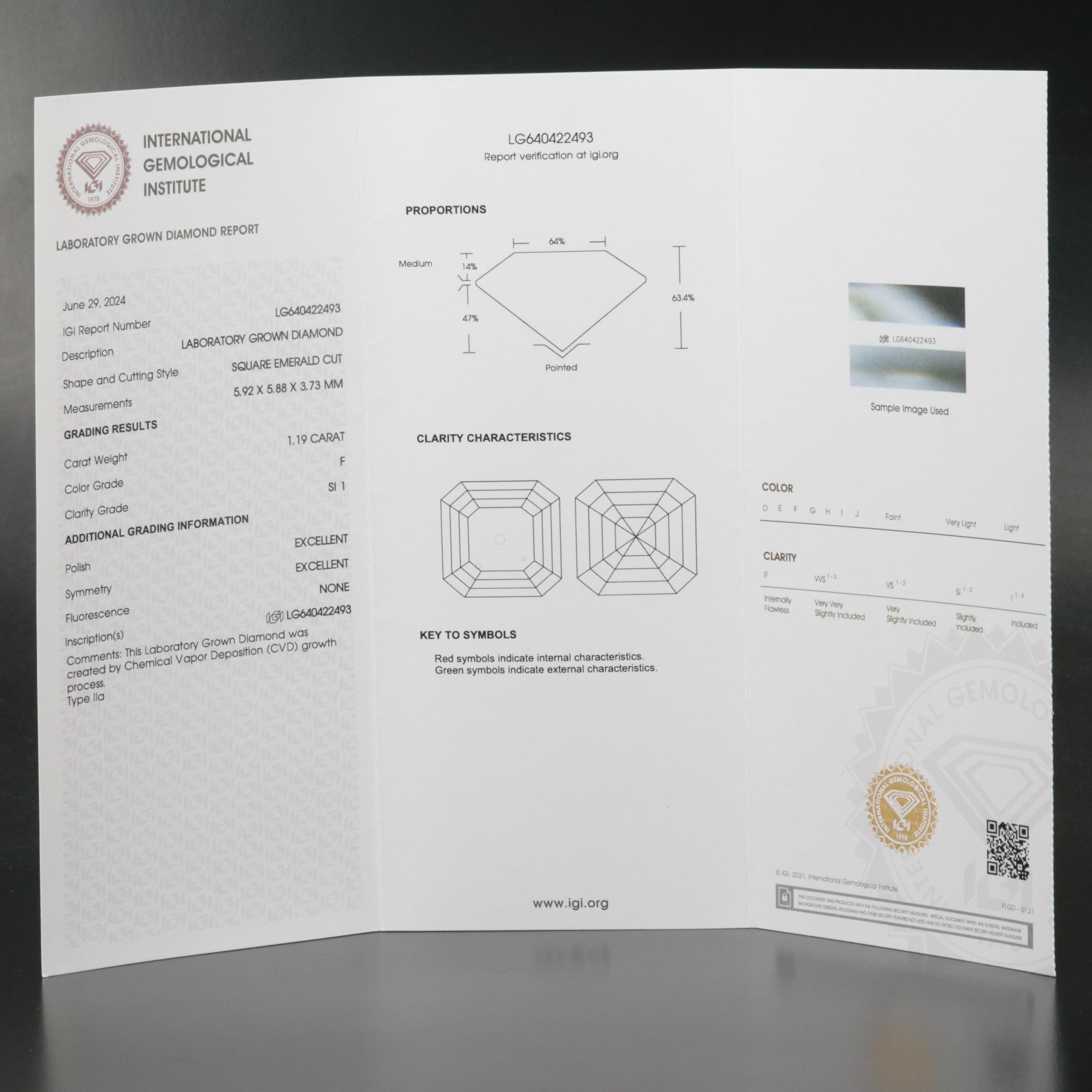 Loose 1.19 CT Lab Grown Diamond with IGI Report