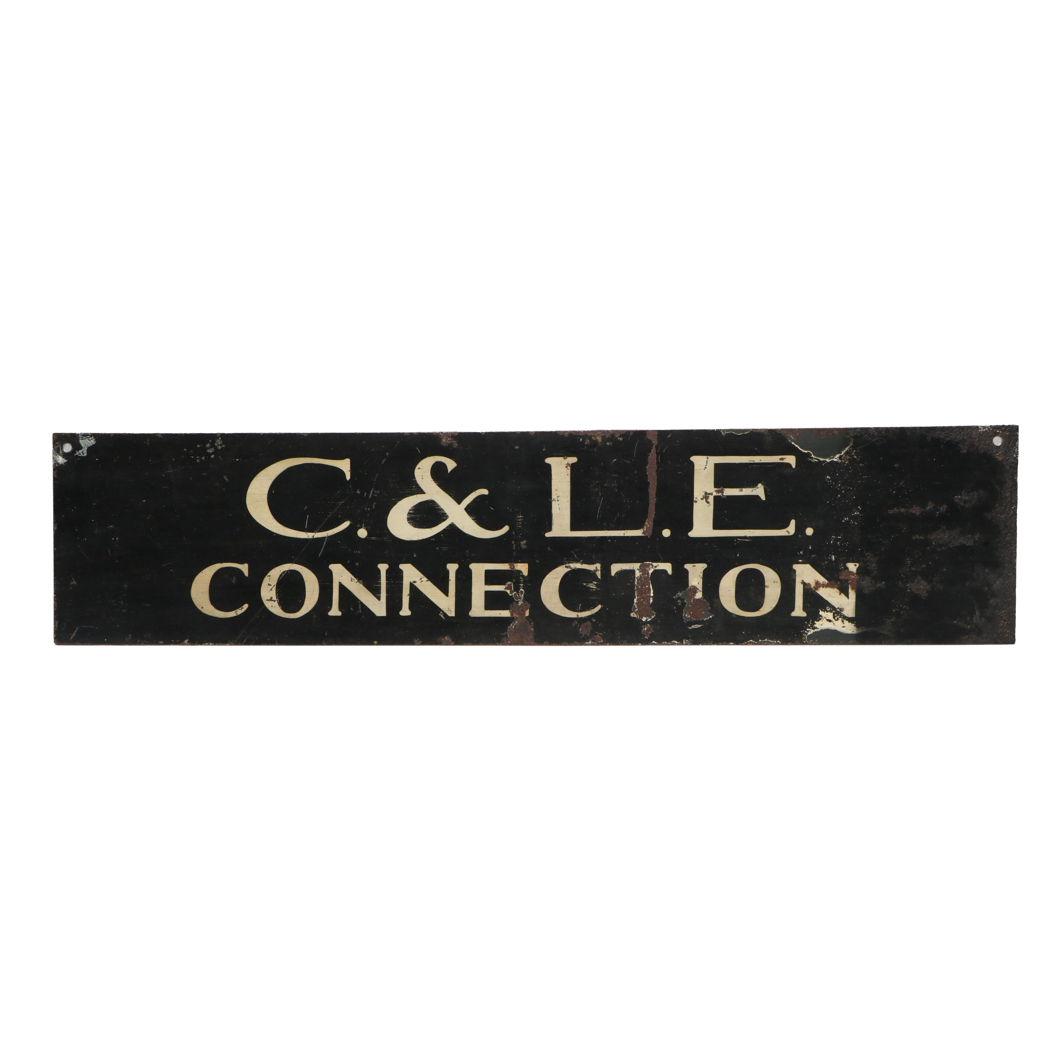 Cincinnati C. & L. E. Connection Metal Sign, Early to Mid-20th Century