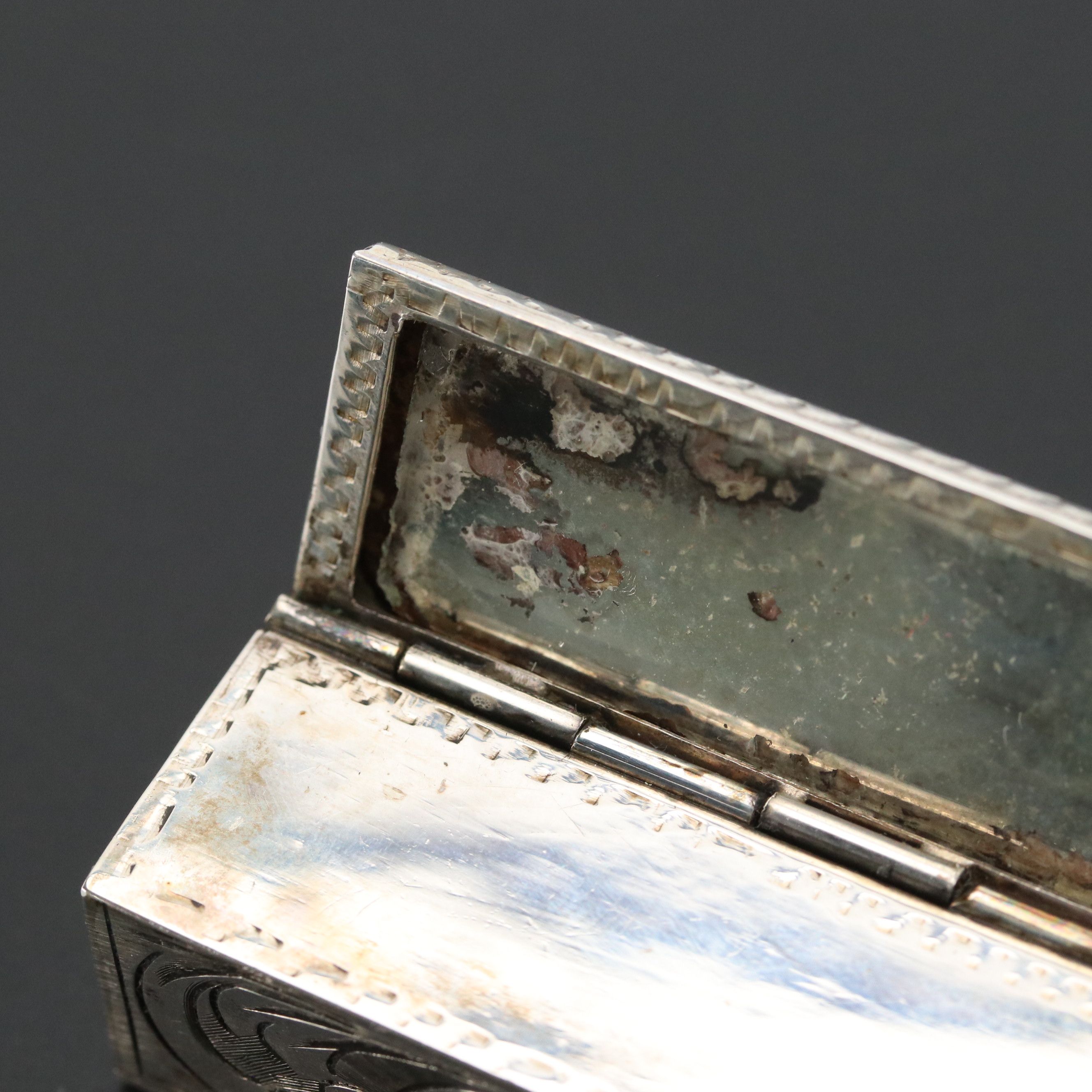 Tutunzi Rome 800 Silver Imitation Turquoise Lipstick Case with Mirror