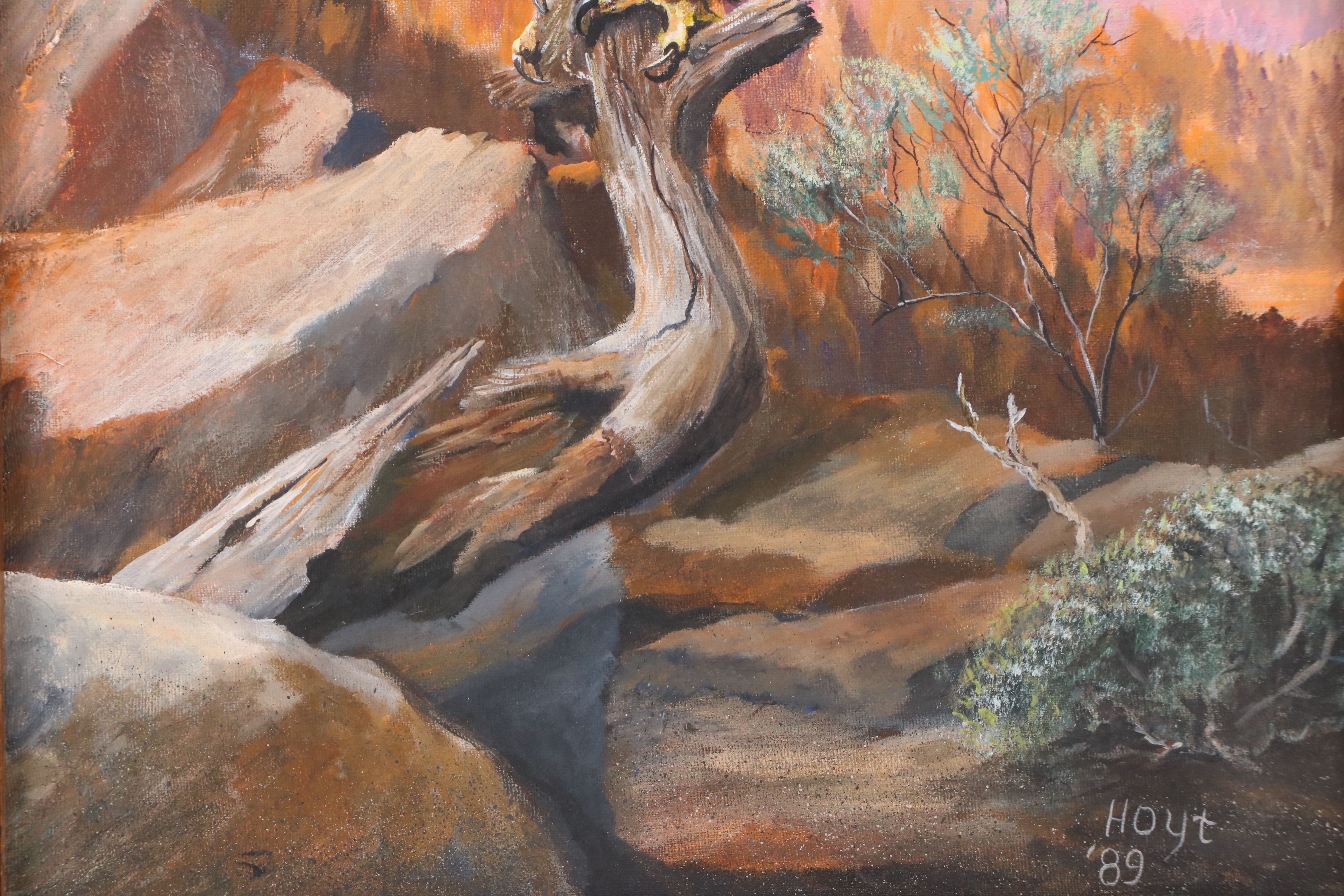 Oil Painting of Perched Golden Eagle, 1989