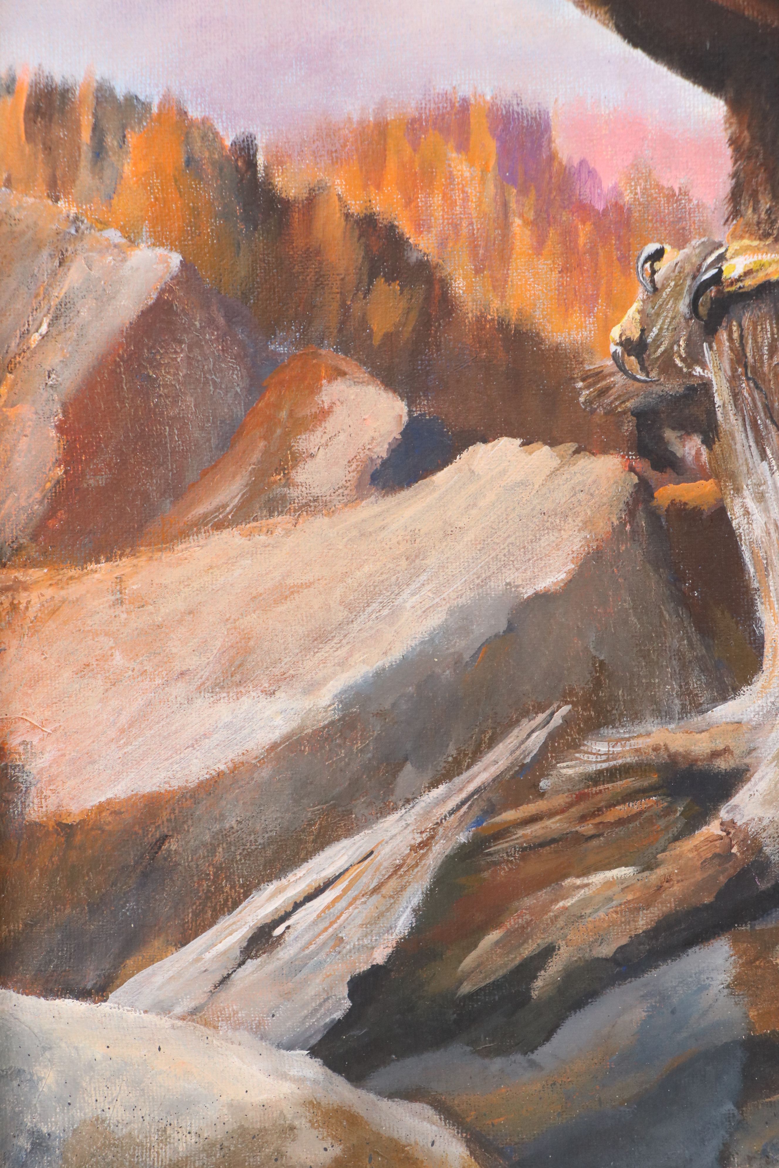 Oil Painting of Perched Golden Eagle, 1989