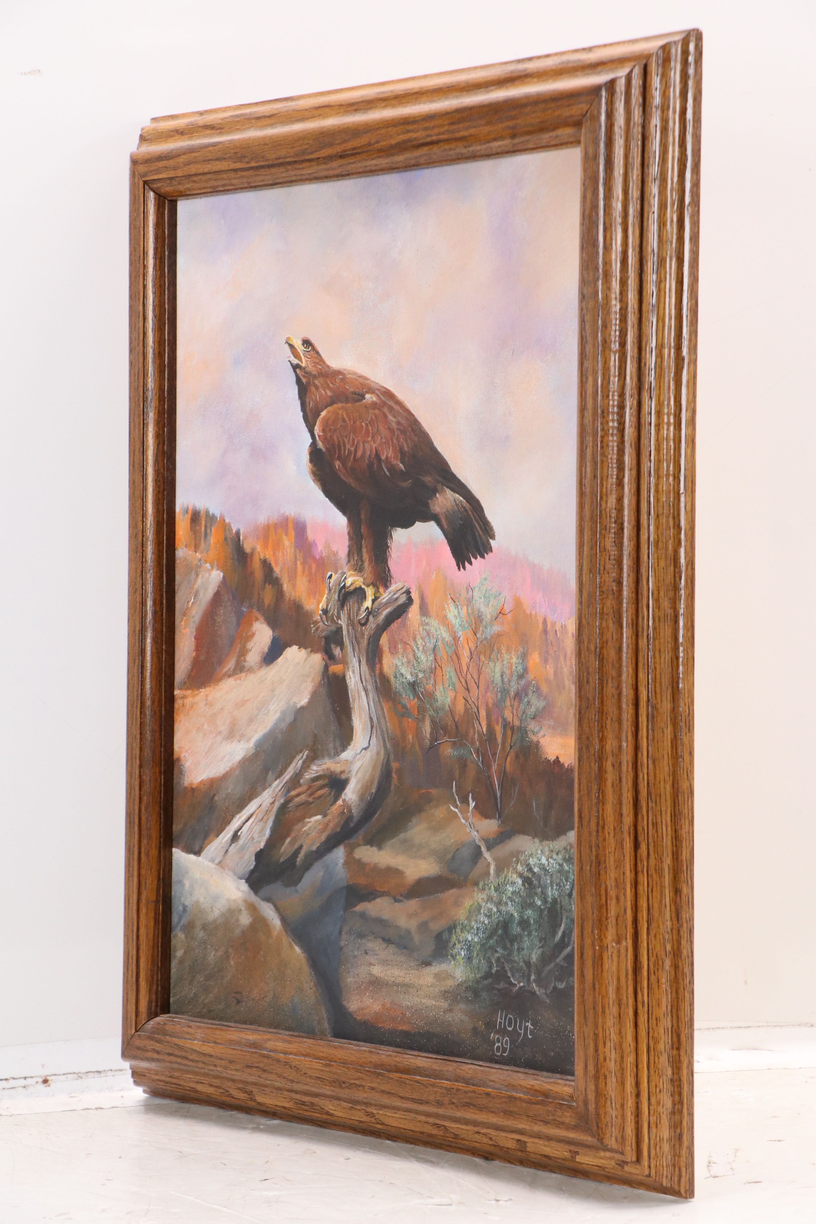 Oil Painting of Perched Golden Eagle, 1989