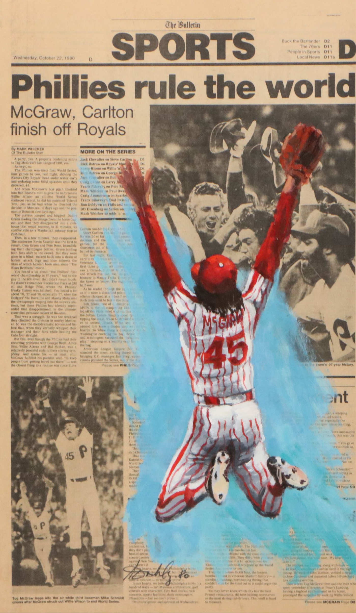 Oil Painting of Tug McGraw on Newspaper, 1980