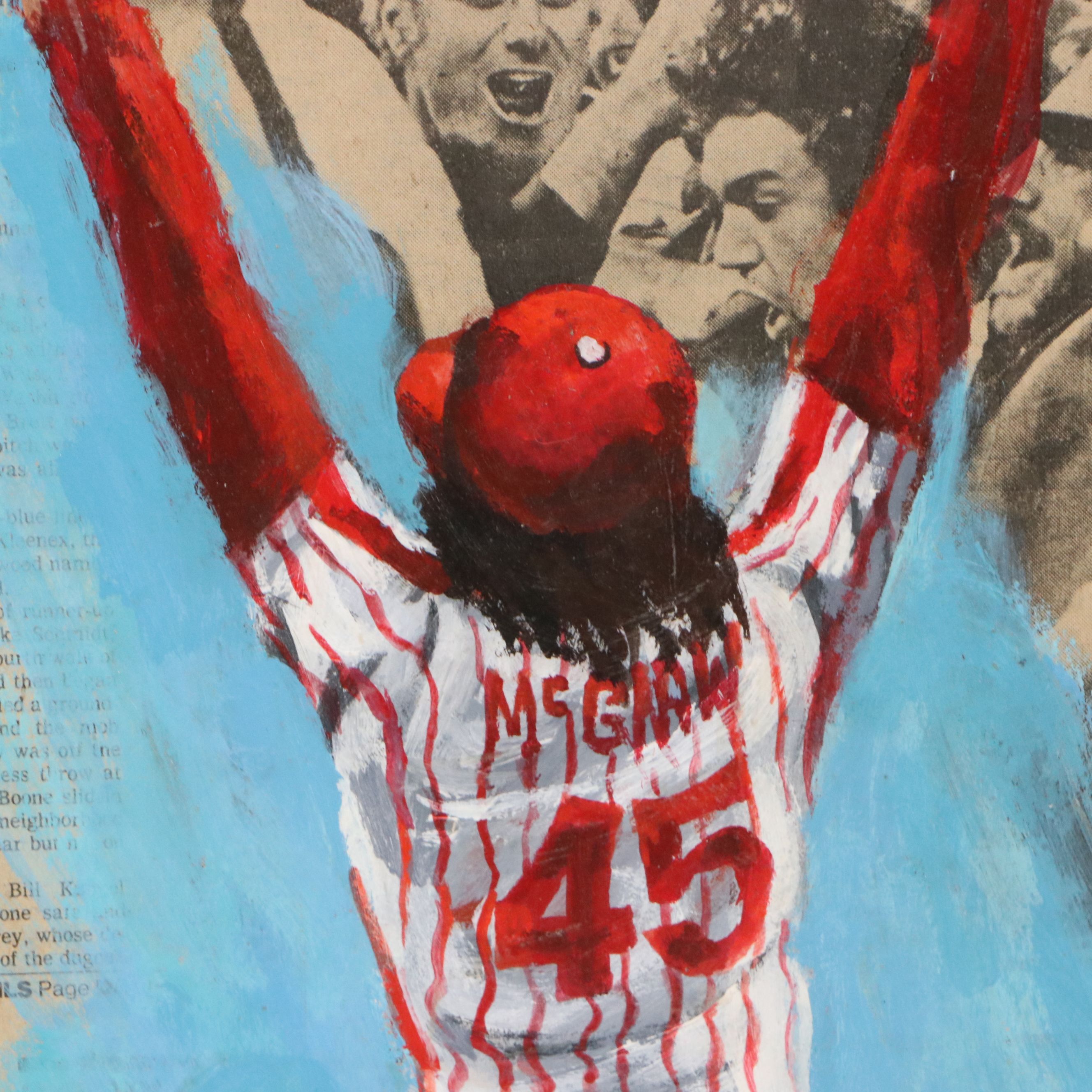 Oil Painting of Tug McGraw on Newspaper, 1980