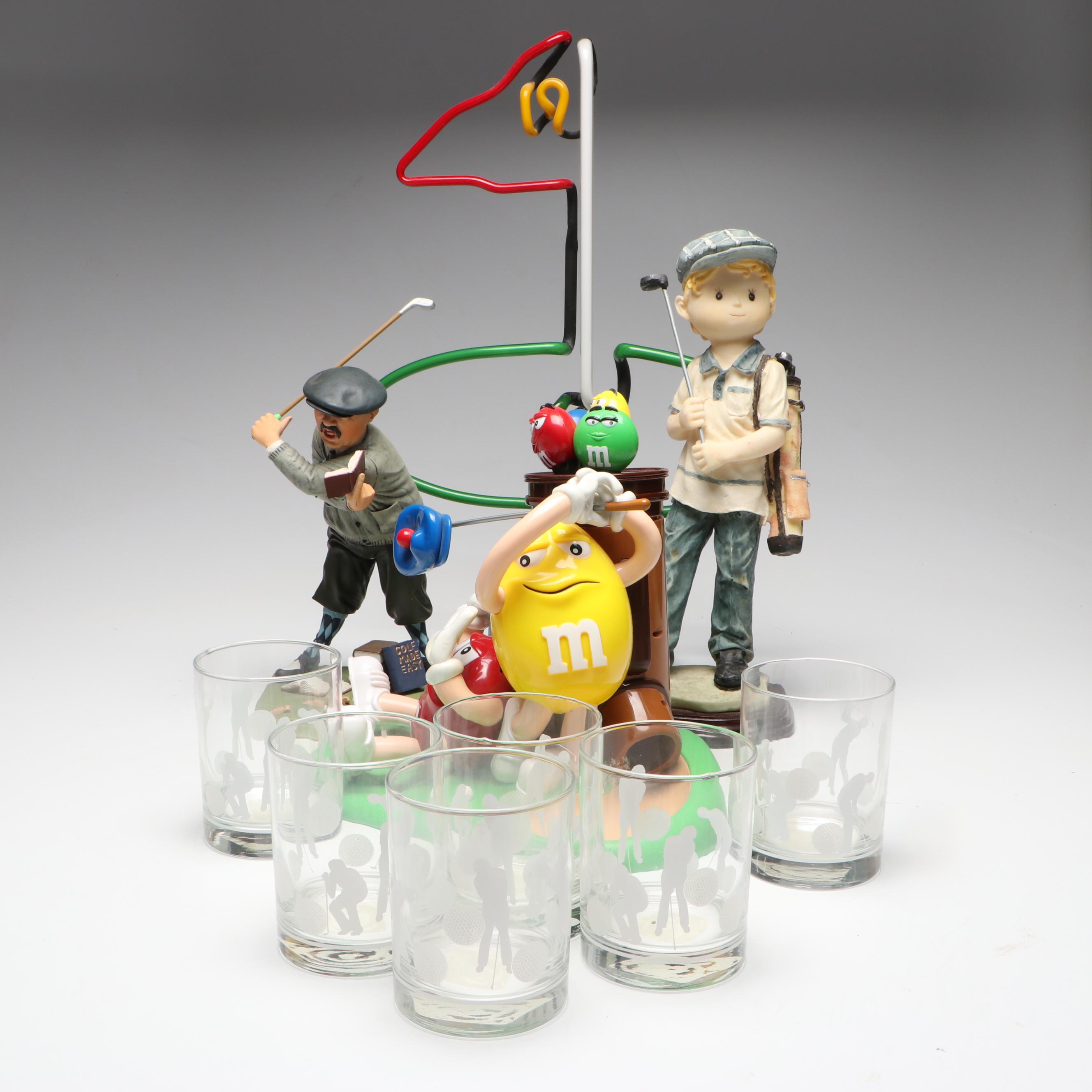 M&M "Mulligan Ville" Candy Dispenser with Golf Accent Light and More Décor