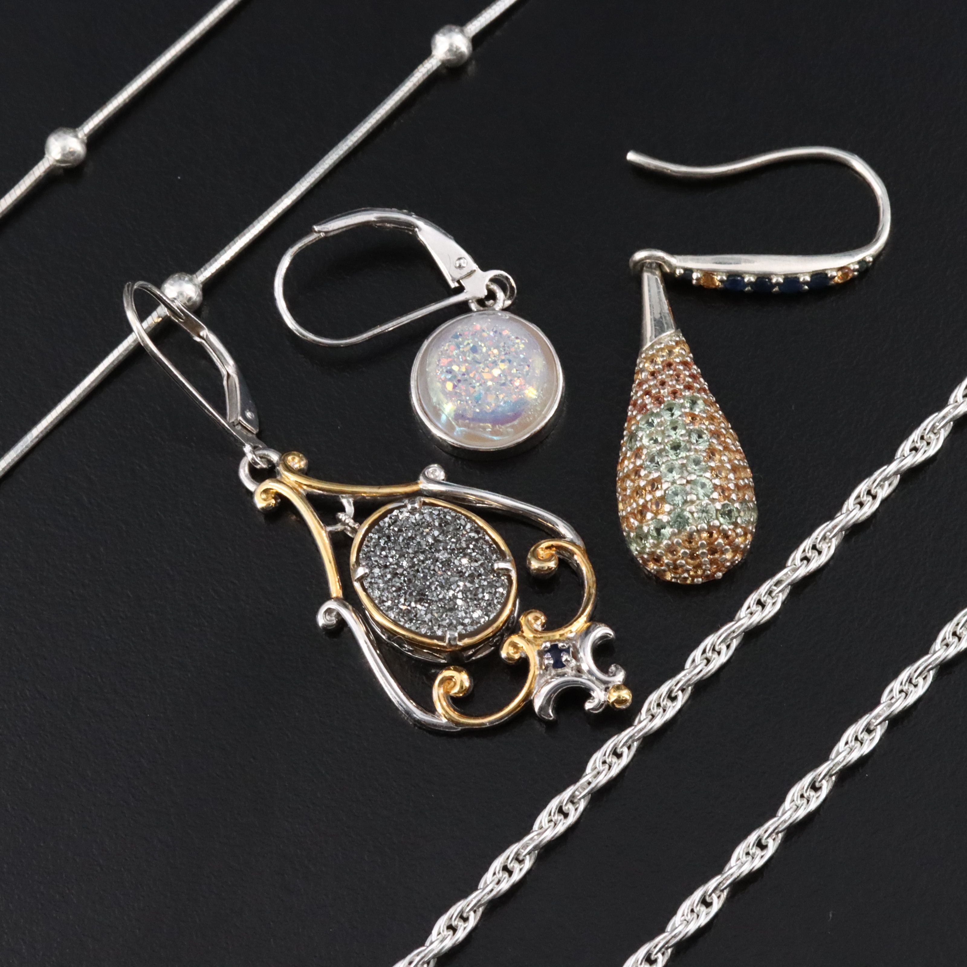 Sterling Jewelry Featuring Druzy and Sapphire