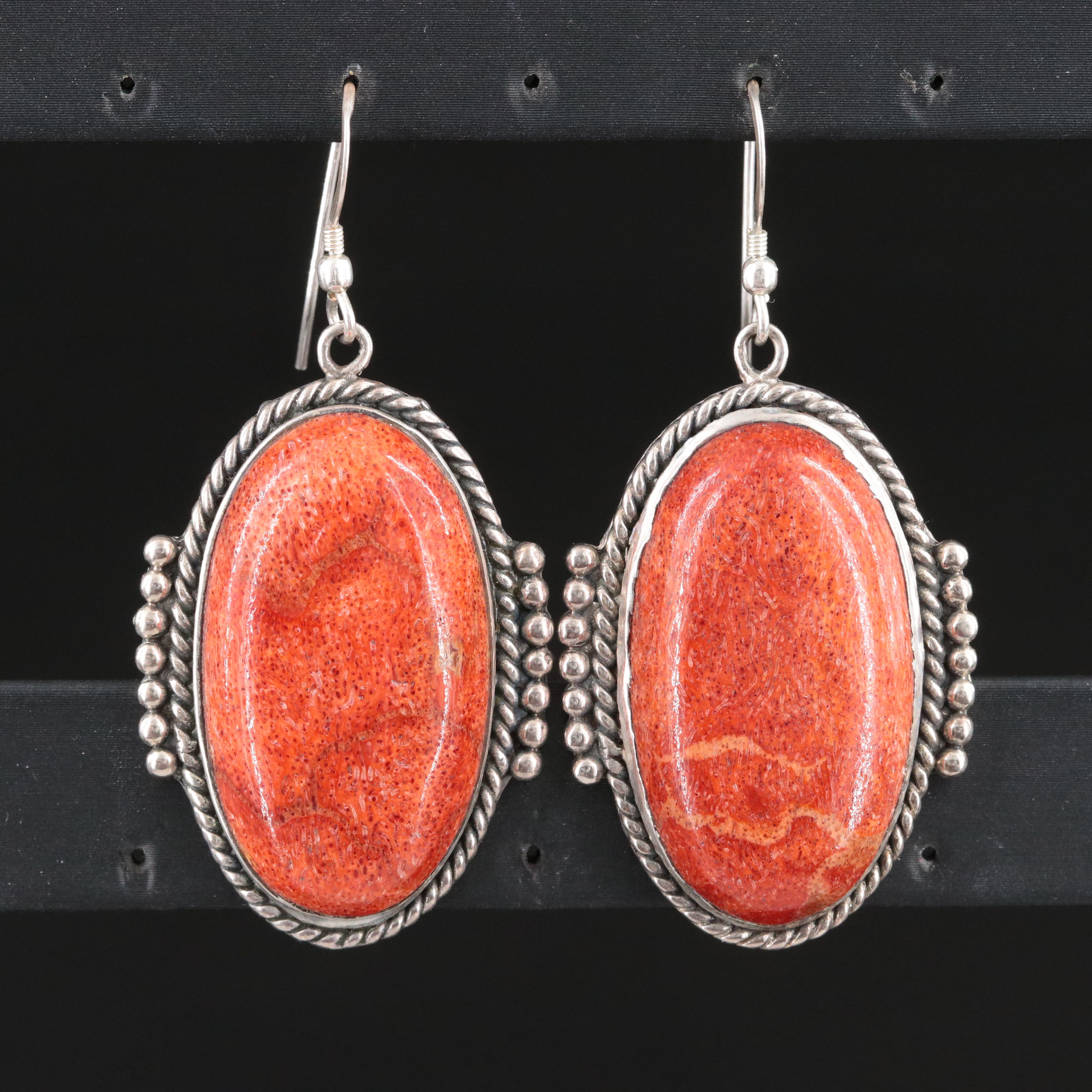 Sterling Coral Earrings