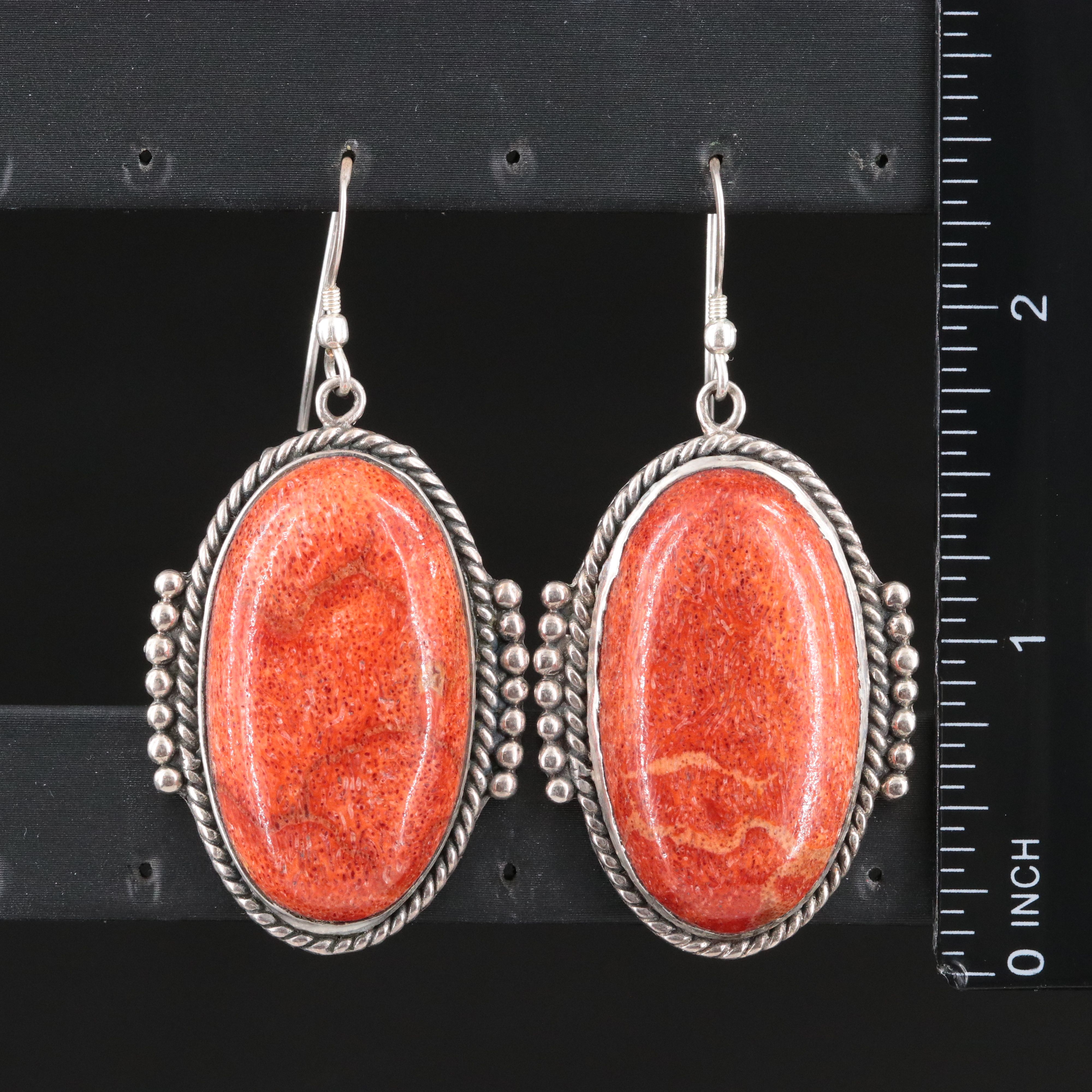 Sterling Coral Earrings