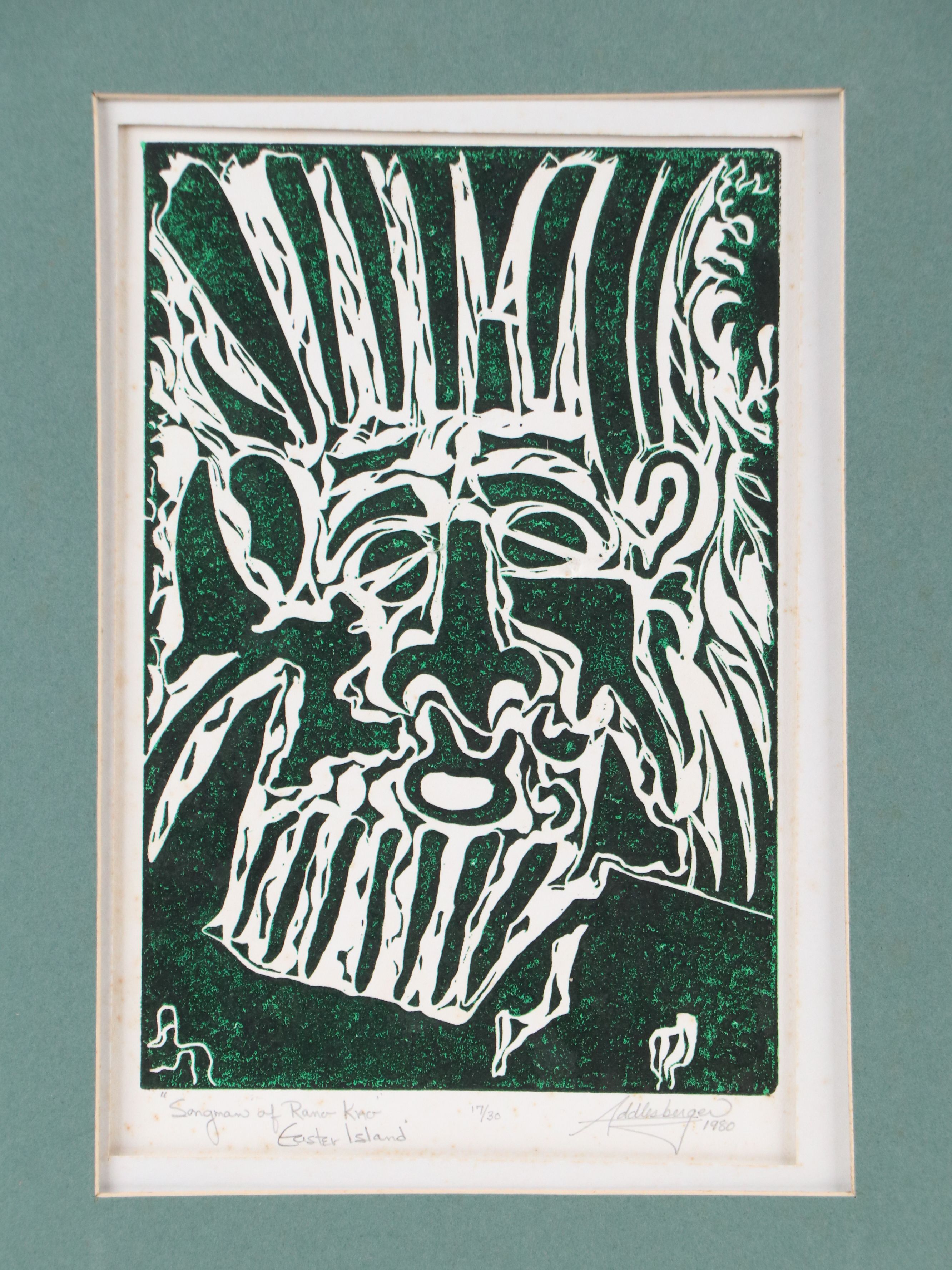 Relief Print "Songman of Ramo Kno Easter Island," 1980