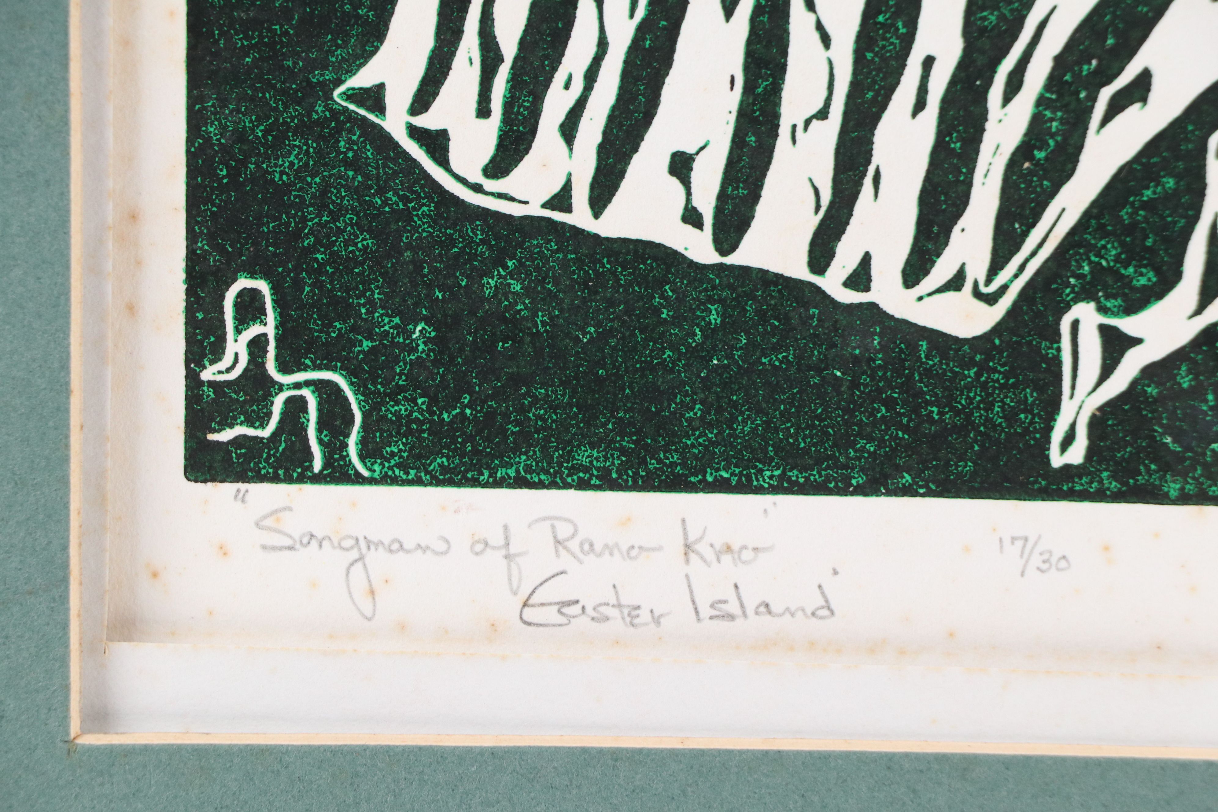 Relief Print "Songman of Ramo Kno Easter Island," 1980