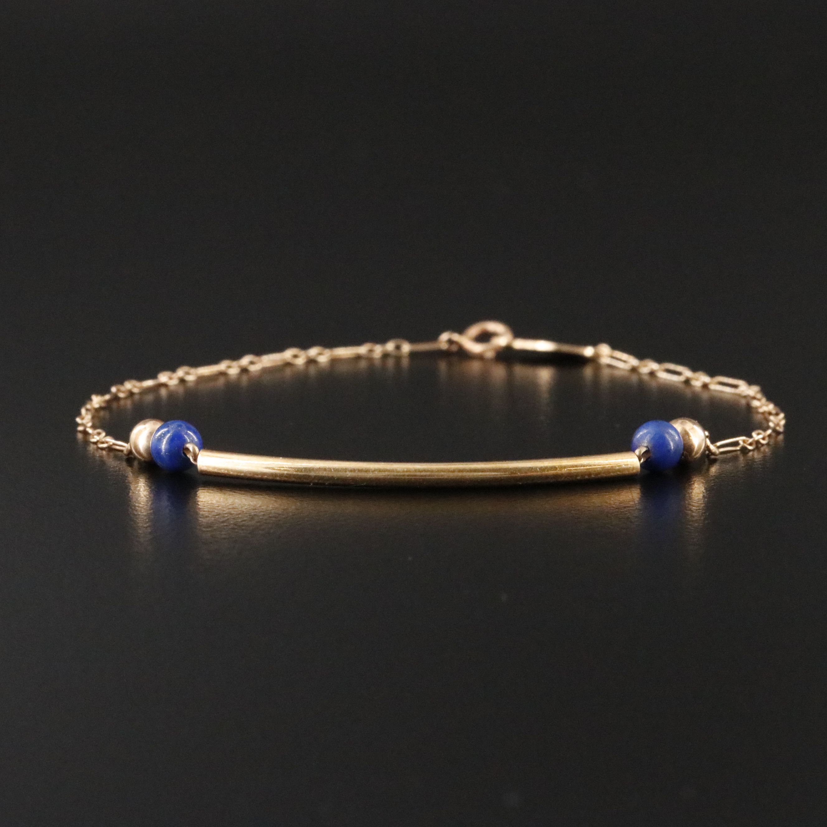 14K Lapis Lazuli Bar Bracelet