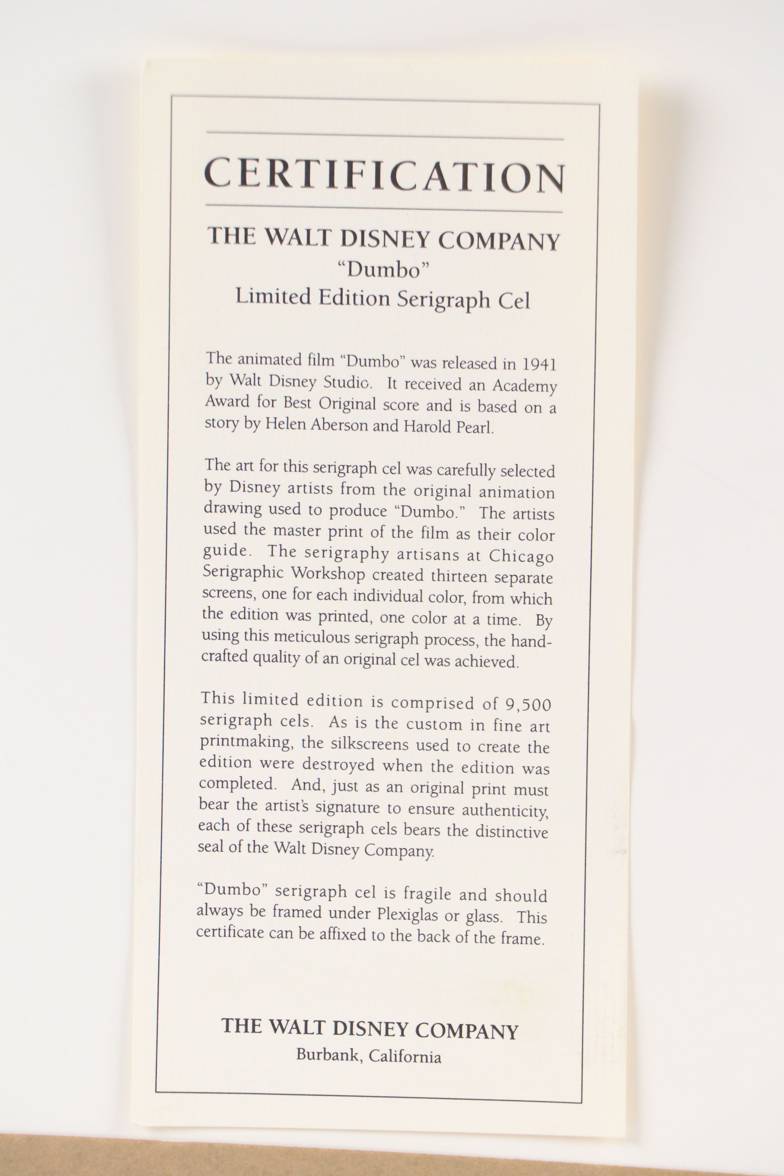 Walt Disney Sericel "Dumbo"