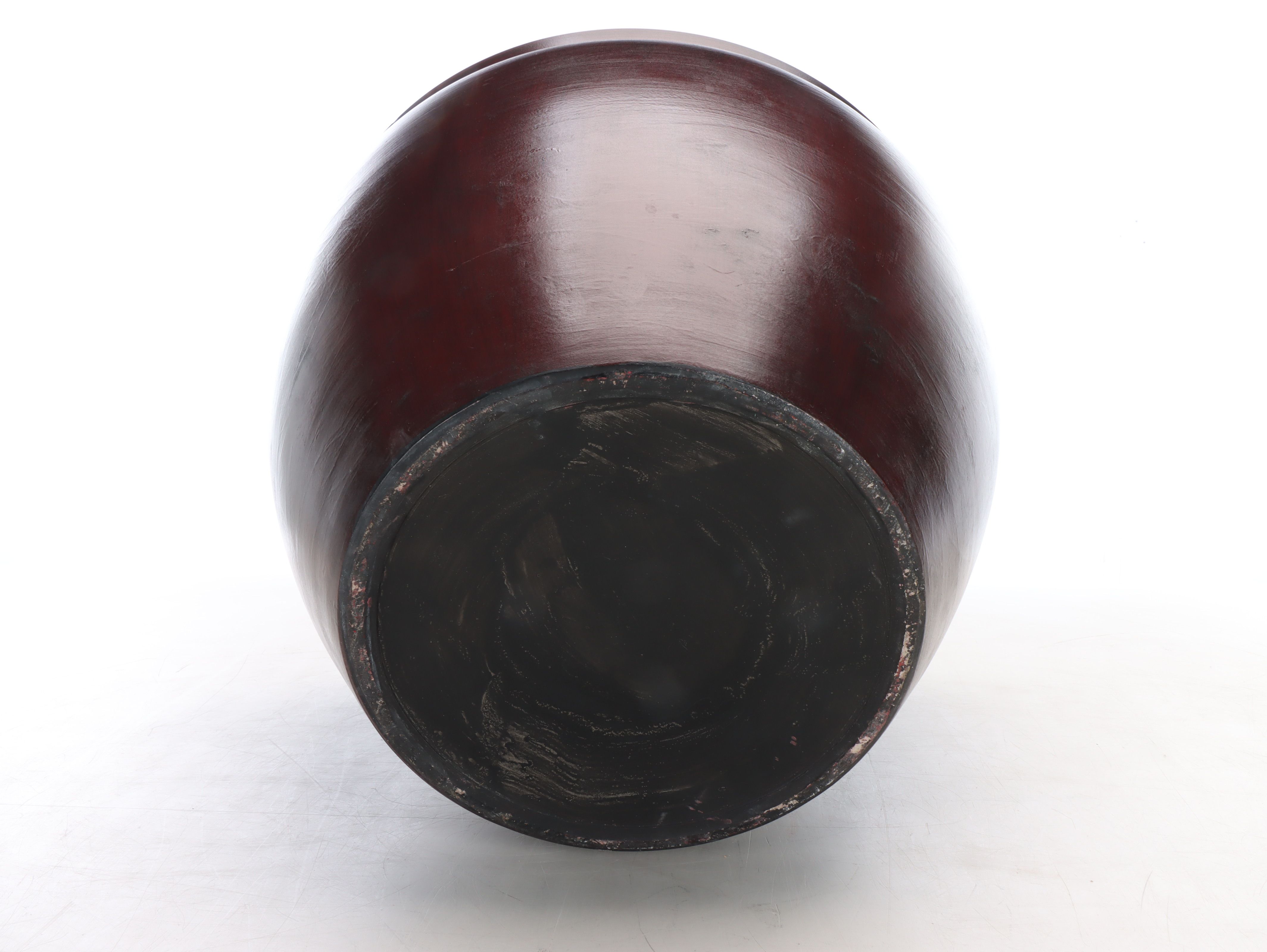 Chinese Style Ceramic Fishbowl Planter on Wood Base