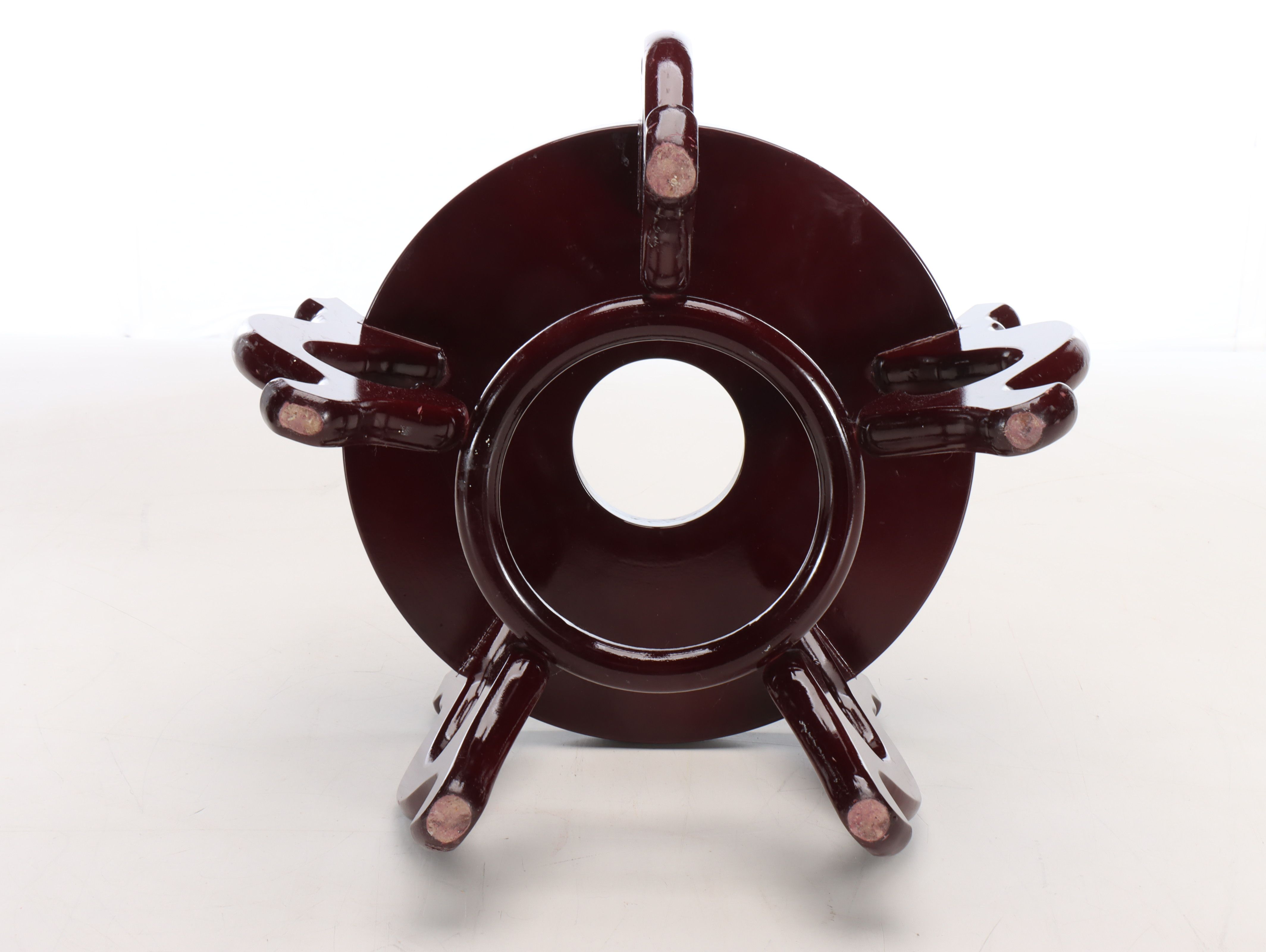 Chinese Style Ceramic Fishbowl Planter on Wood Base