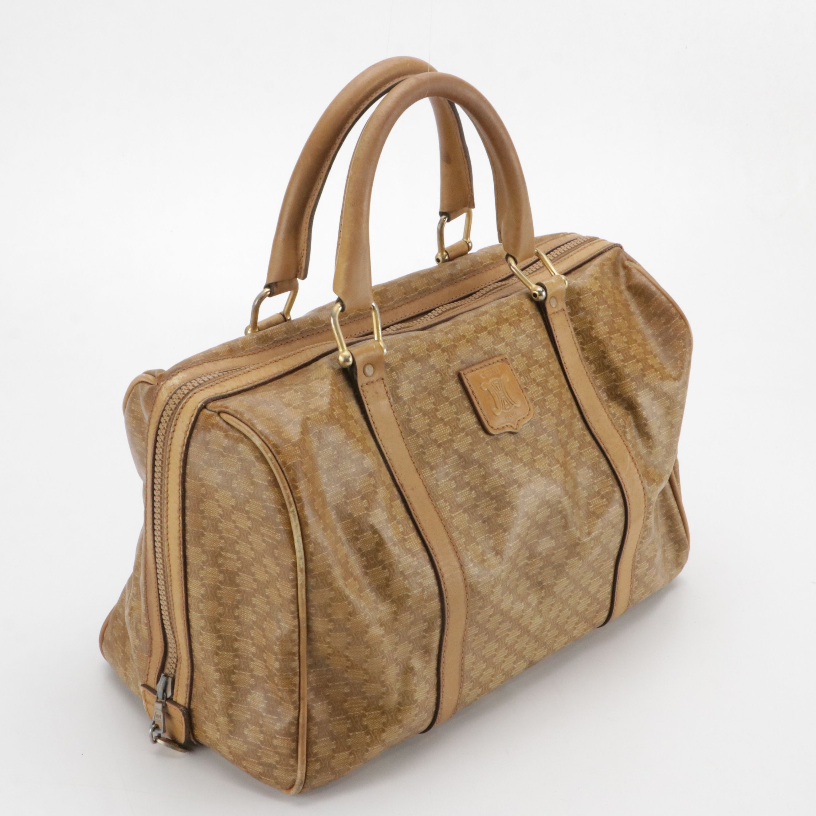 Celine Boston Bag in Brown PVC and Leather Trim