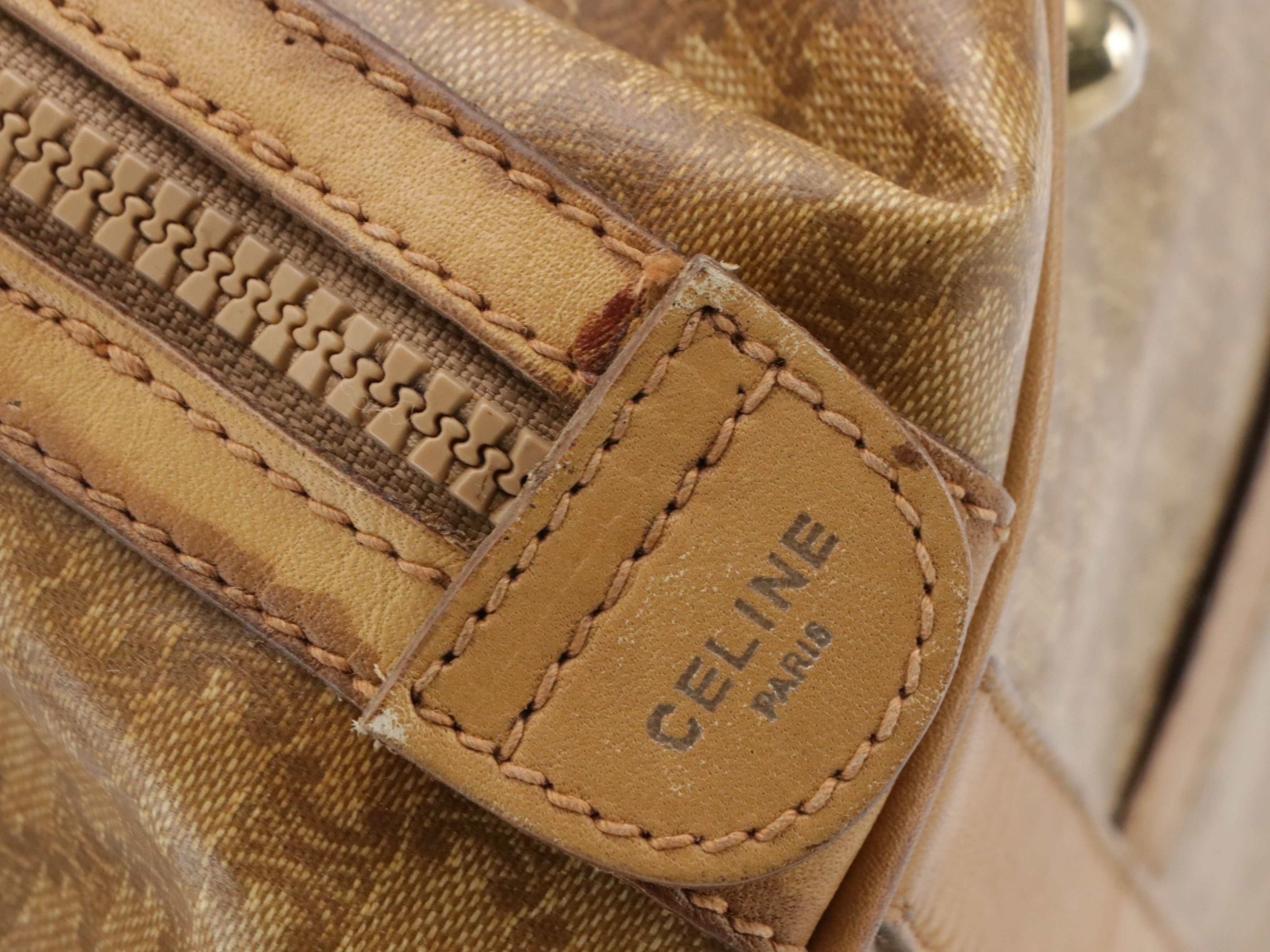 Celine Boston Bag in Brown PVC and Leather Trim