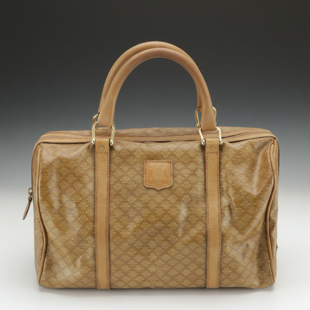 Celine Boston Bag in Brown PVC and Leather Trim