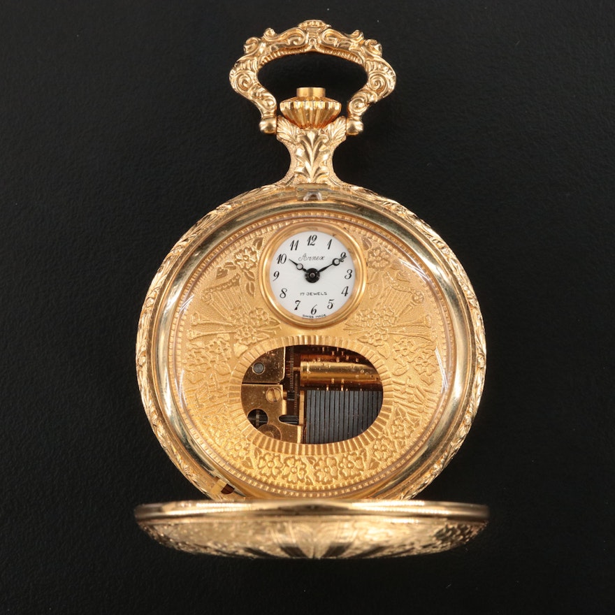 Reuge Swiss Musical Gold Plated Pocket Watch | EBTH