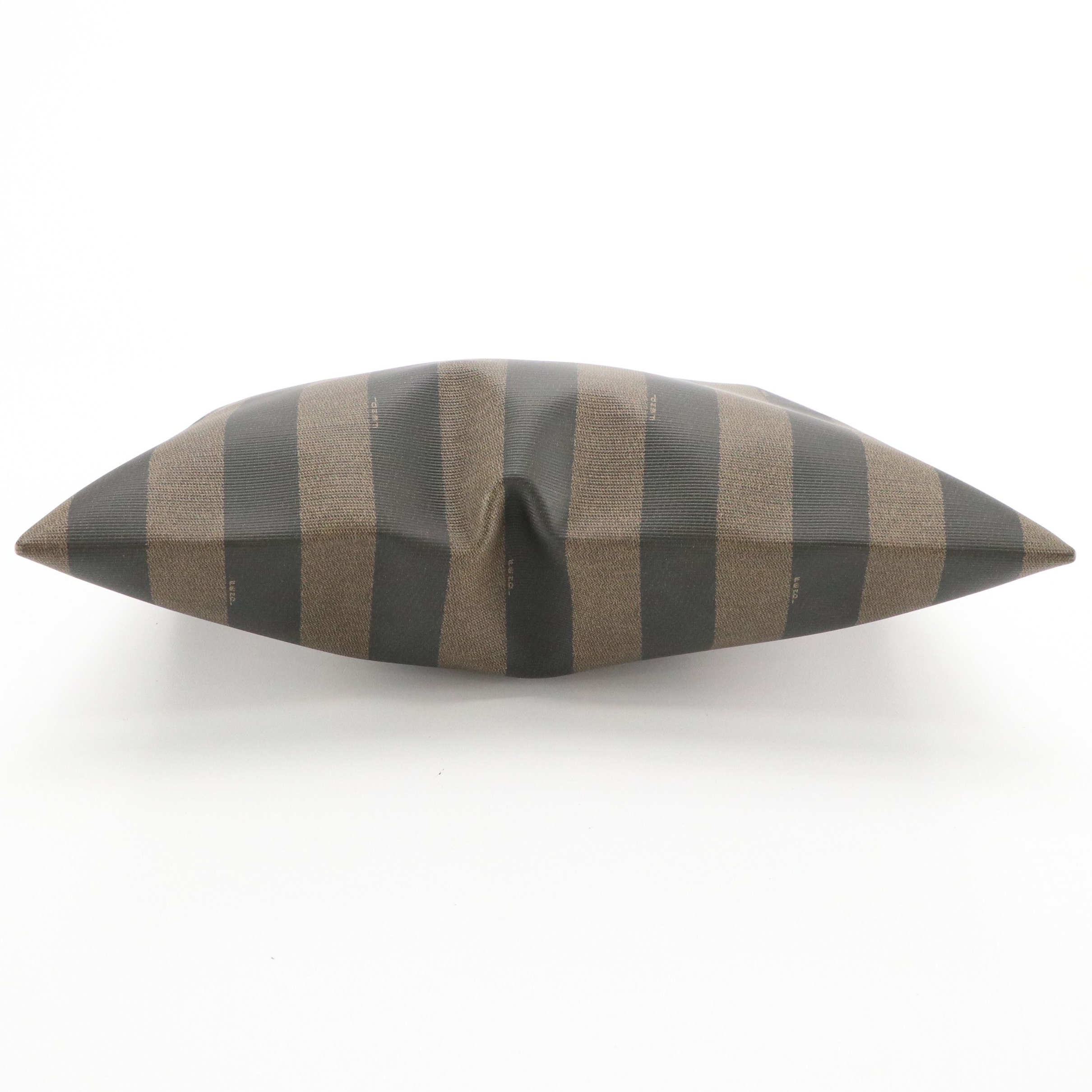 Fendi Flat Handlebar Tote Bag in Pequin Stripe Coated Canvas and Brown Leather