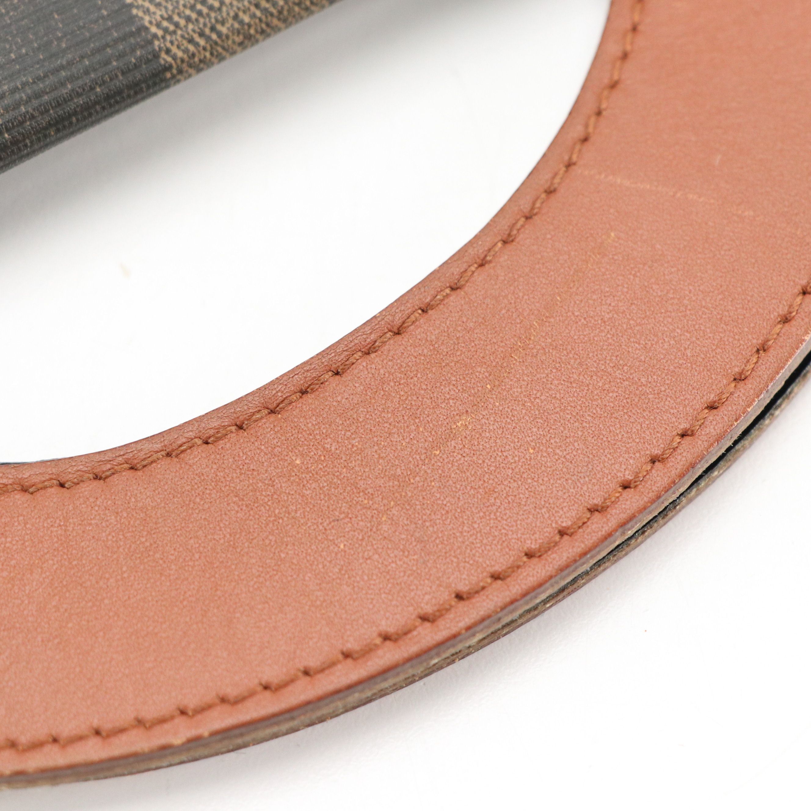 Fendi Flat Handlebar Tote Bag in Pequin Stripe Coated Canvas and Brown Leather