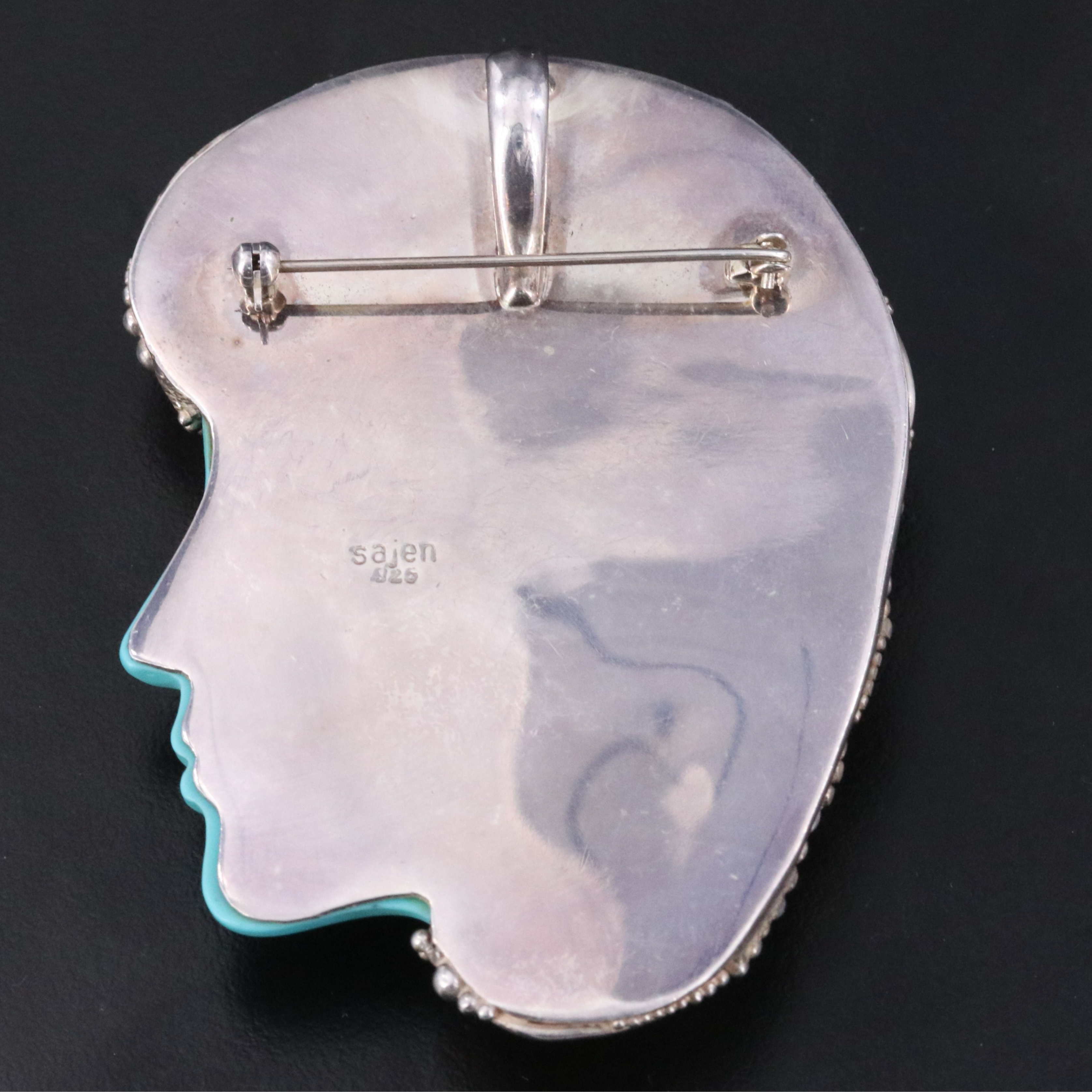 Sajen Sterling Turquoise and Gemstone Converter Brooch