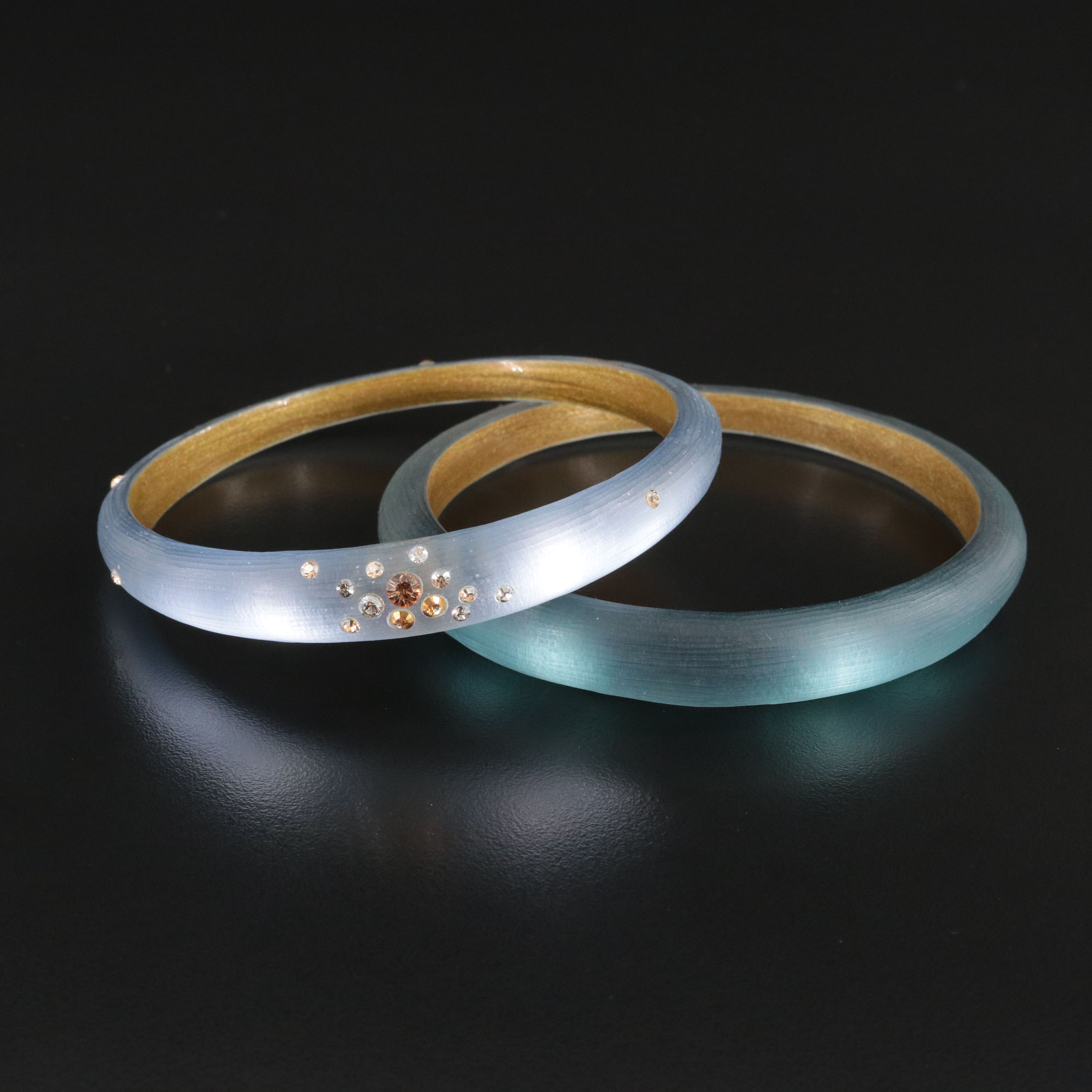 Alexis Bittar Lucite and Crystal Graduated Stacking Bangle Bracelet