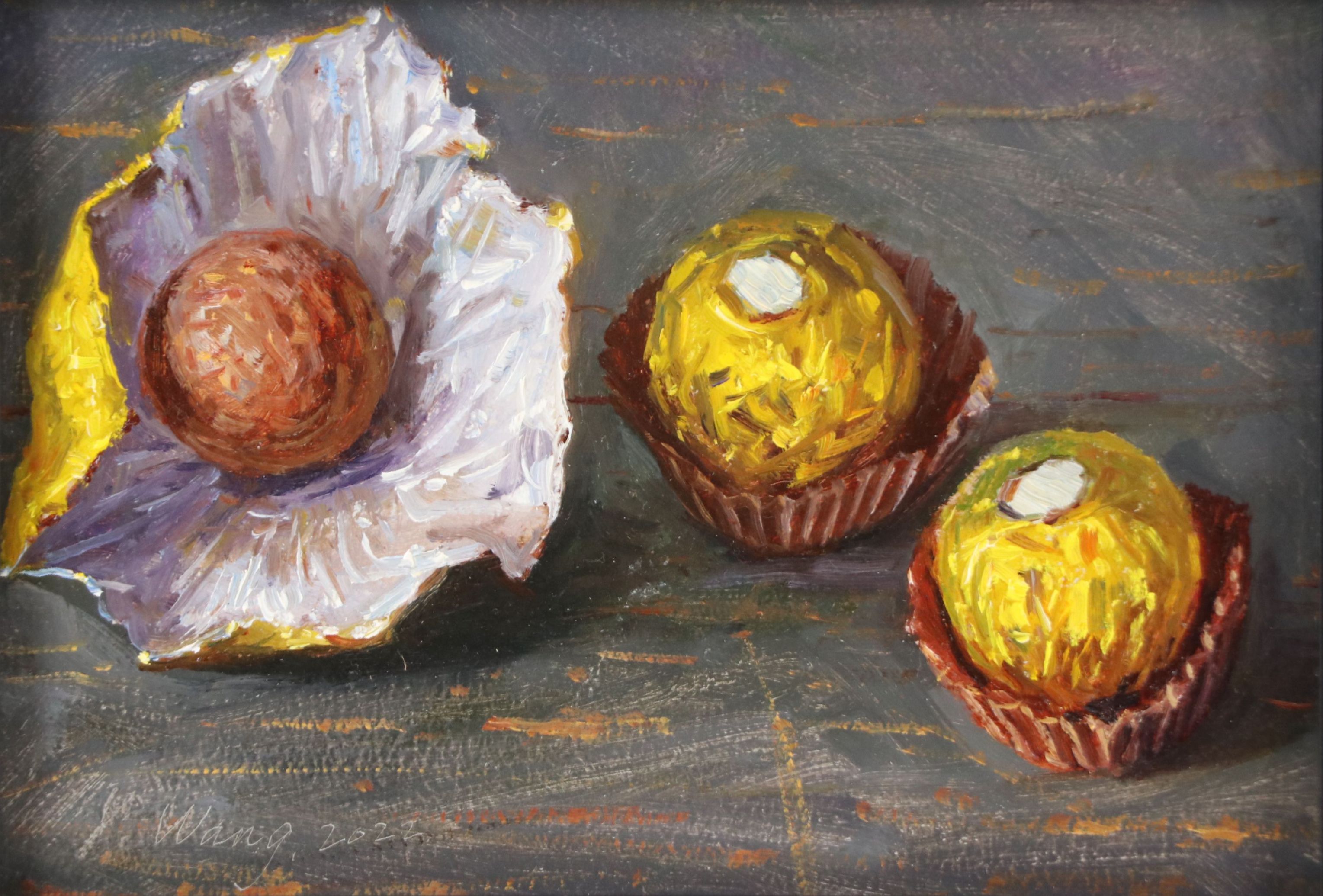 Y. Wang Oil Painting of Ferrero Rocher Chocolates, 2022