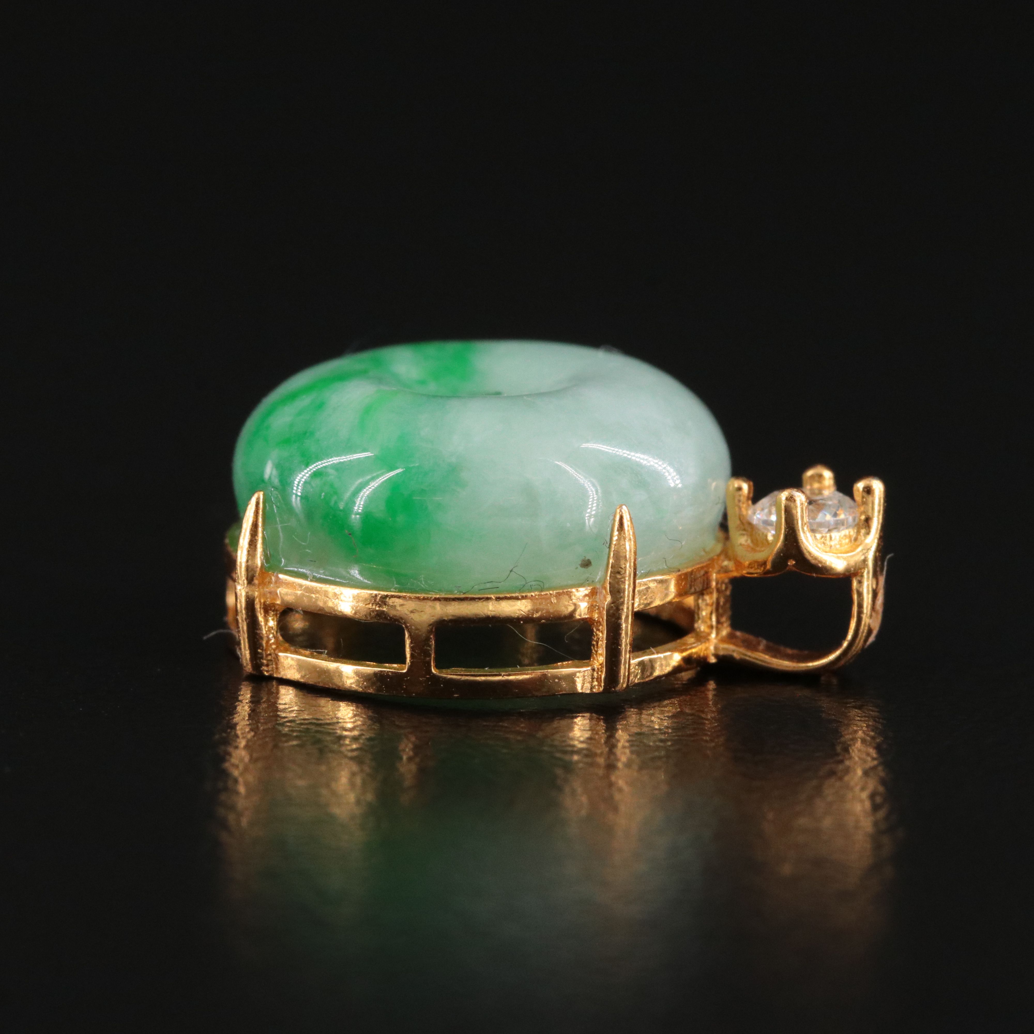 Sterling Jadeite Bi and CZ Pendant