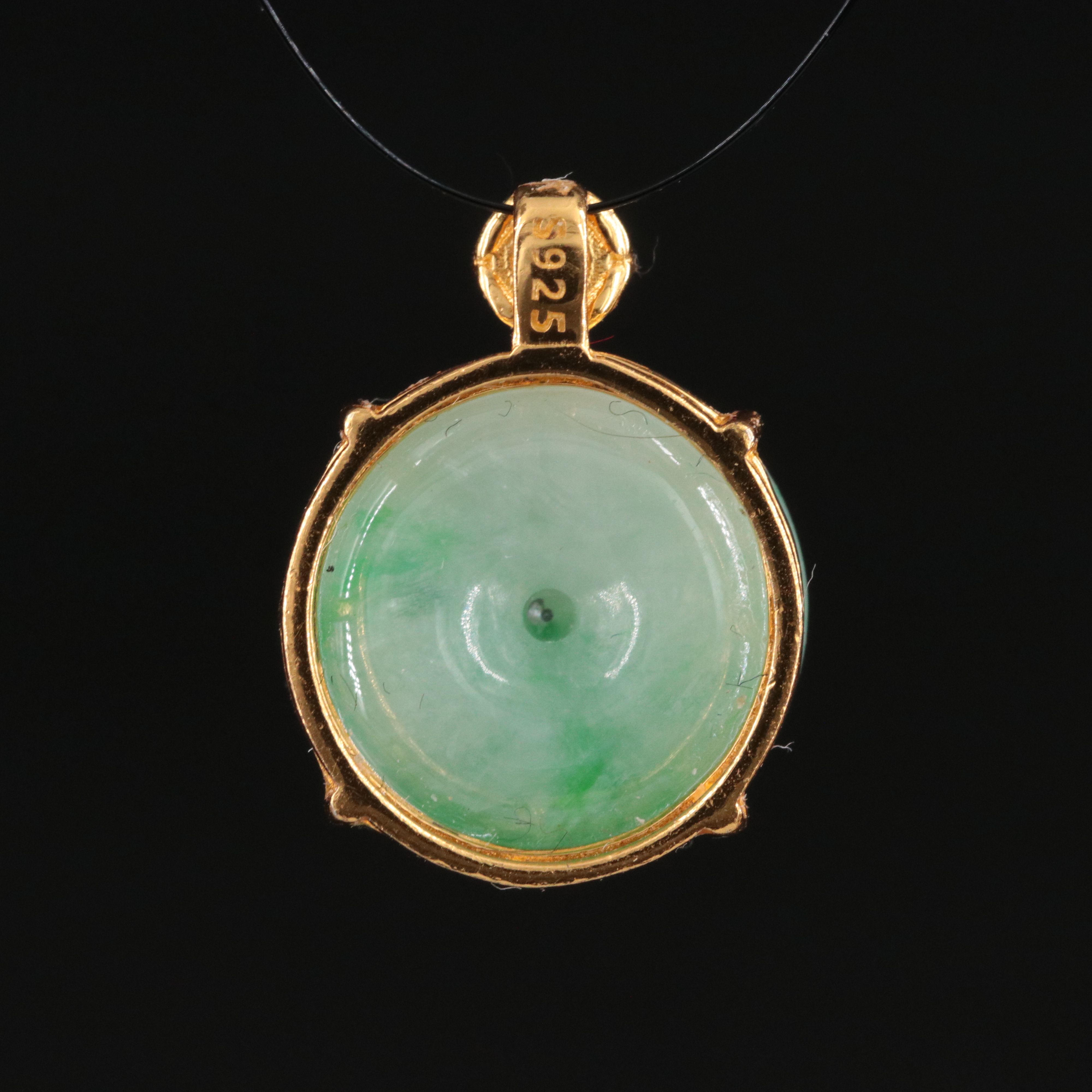 Sterling Jadeite Bi and CZ Pendant