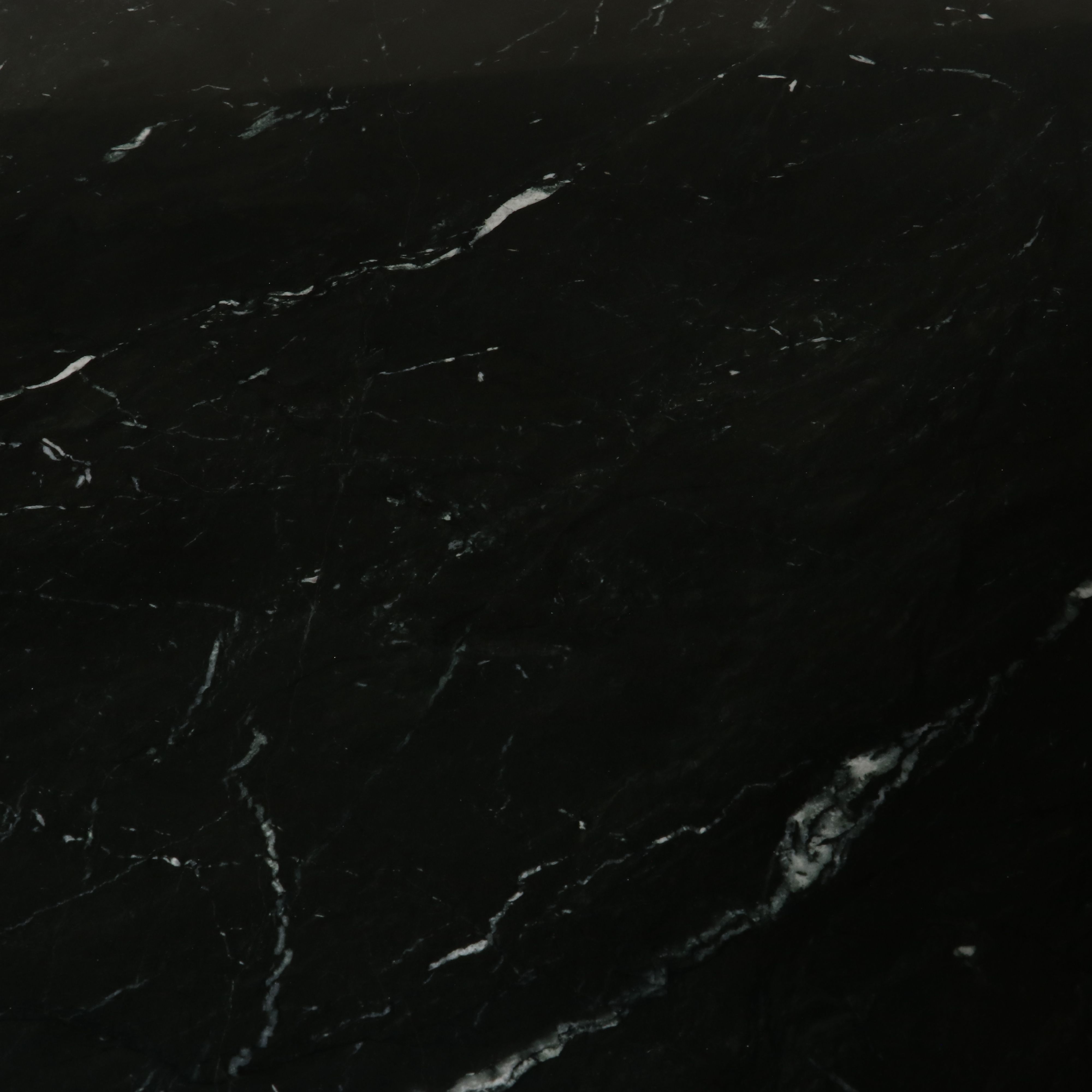 Contemporary Nero Marquina-Style Marble Dining Table