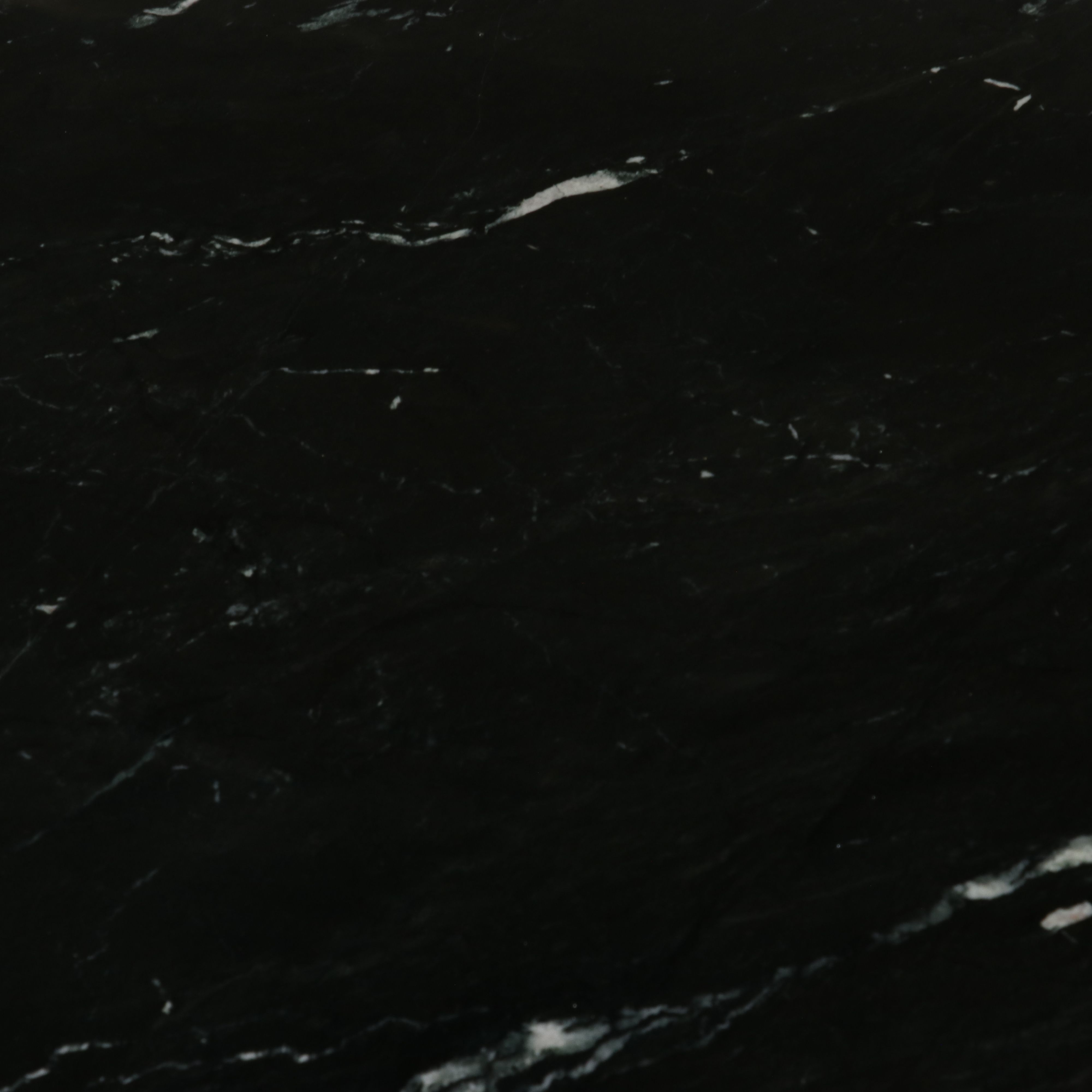 Contemporary Nero Marquina-Style Marble Dining Table