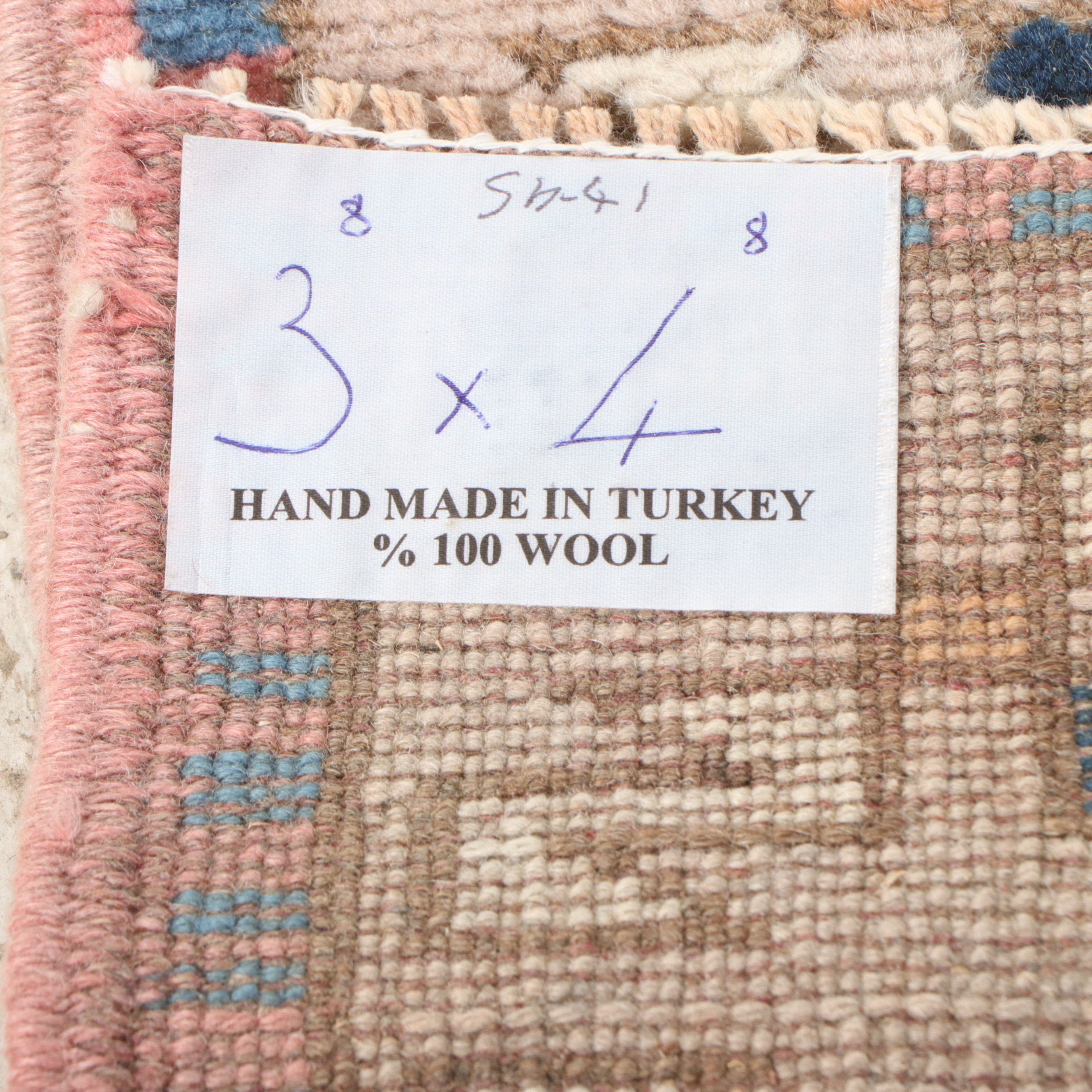 3'11 x 4'9 Hand-Knotted Turkish Anatolian Area Rug